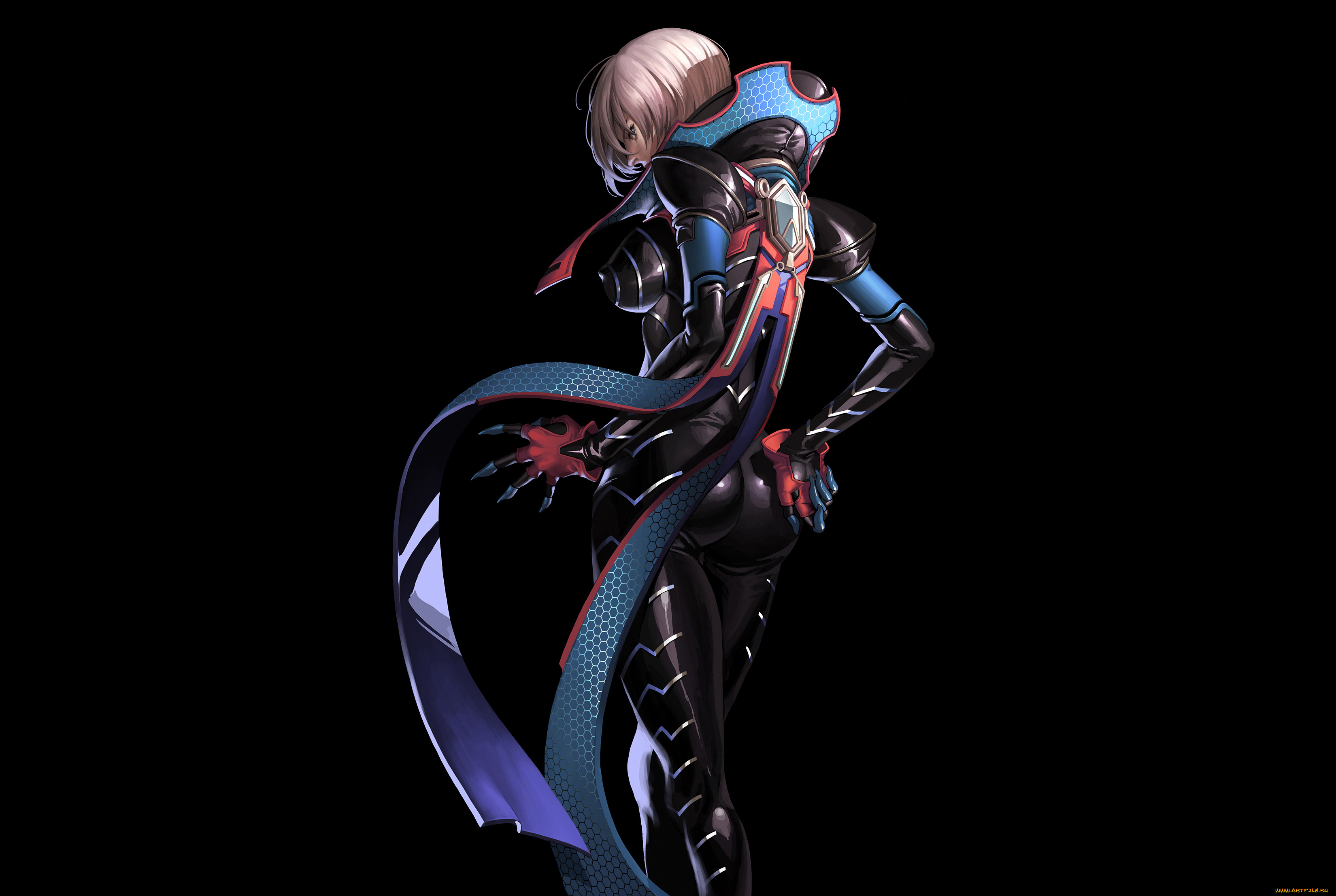 аниме, unknown, , другое, art, osuk2, девушка, взгляд, грудь, попка, жест, костюм, фон, scarlets, blade