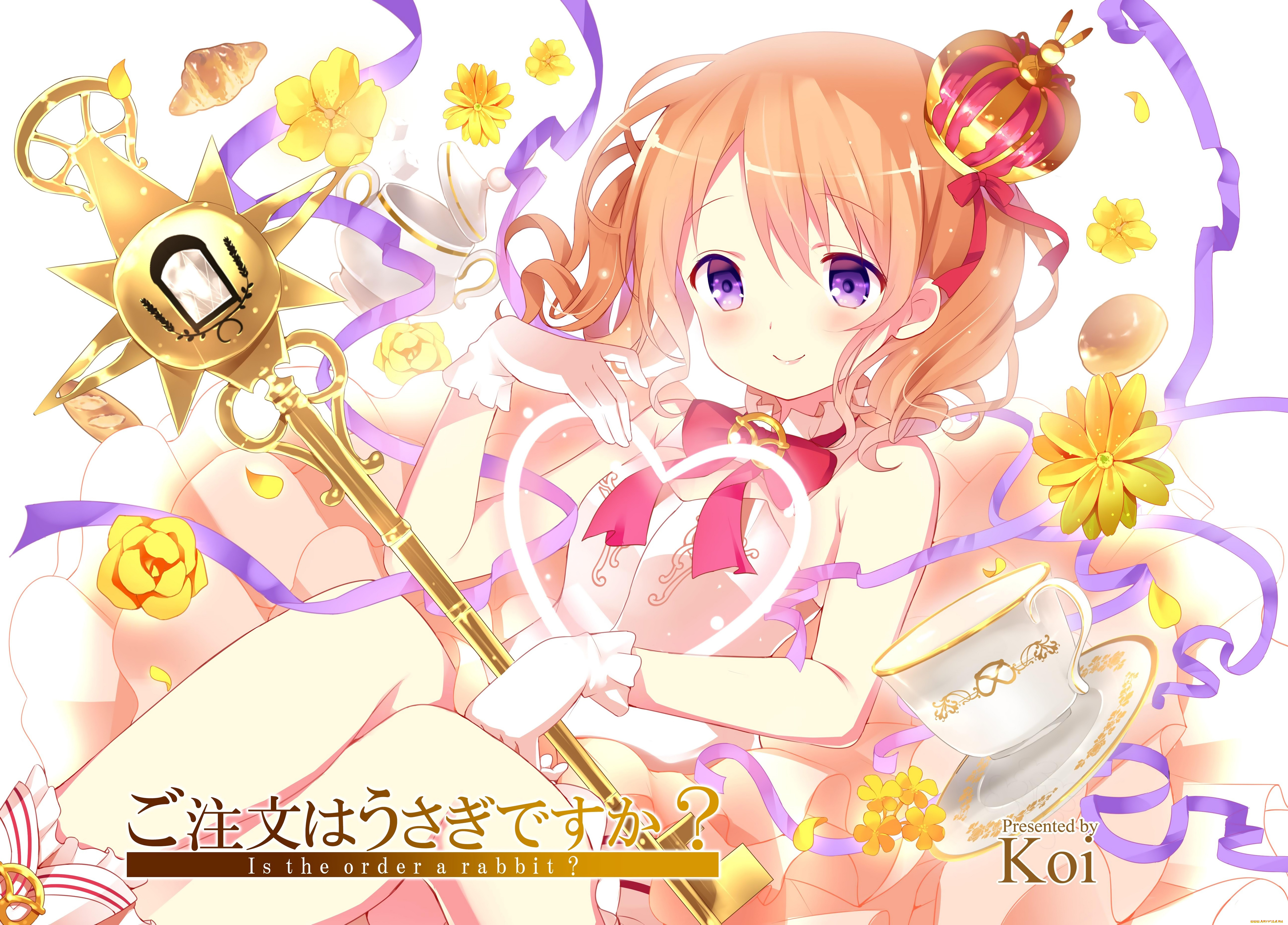 gochuumon, wa, usagi, desu, ka, аниме, магия, , колдовство, , halloween, koi, девочка, сердце, арт, цветы, чашка, hoto, kokoa, gochuumon, wa, usagi, desu, ka