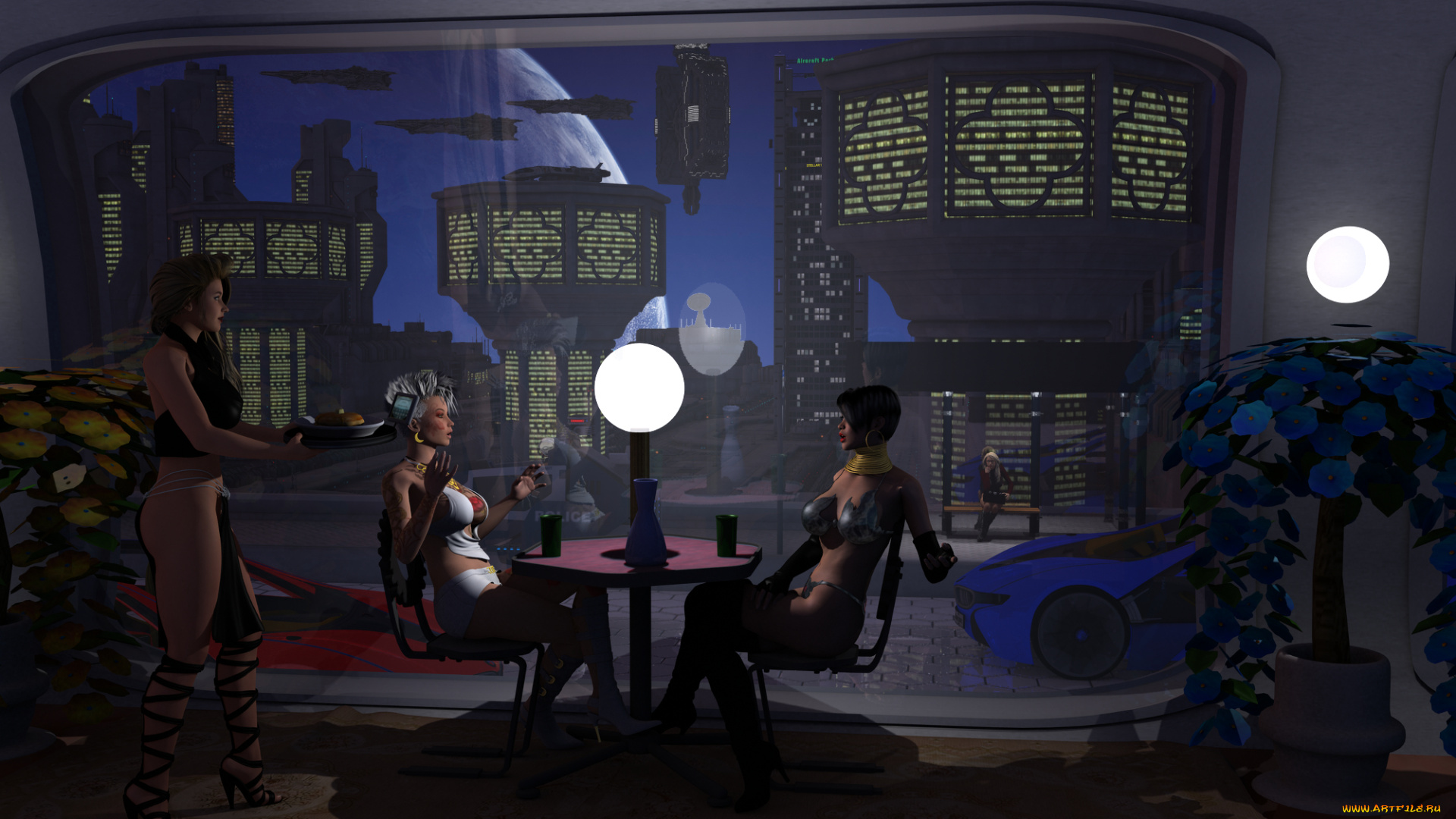 3д, графика, фантазия, , fantasy, взгляд, девушки, фон