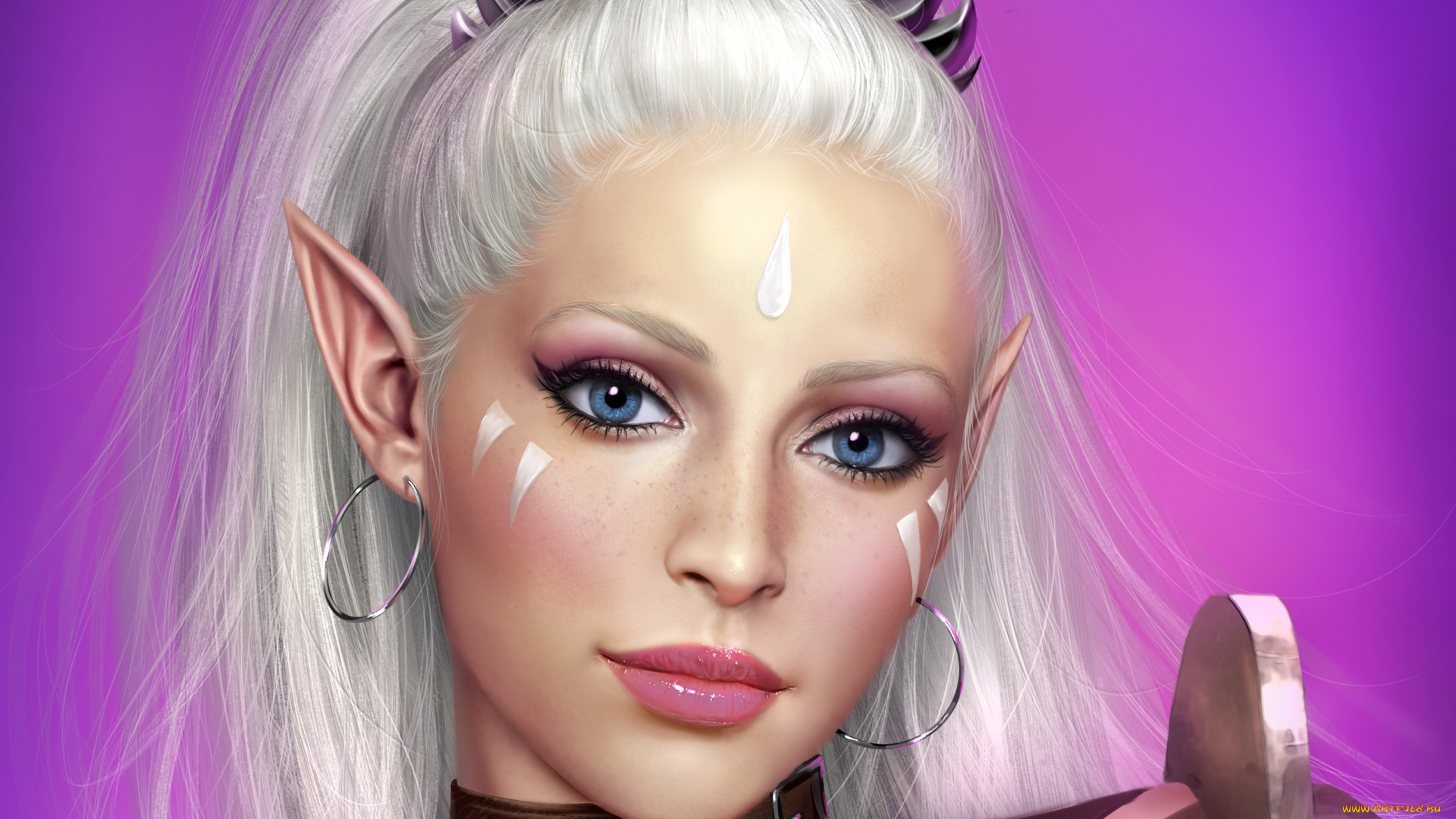 3д, графика, портрет, , portraits, волосы, глаза, девушка, эльф, adalia, взгляд, арт, лицо