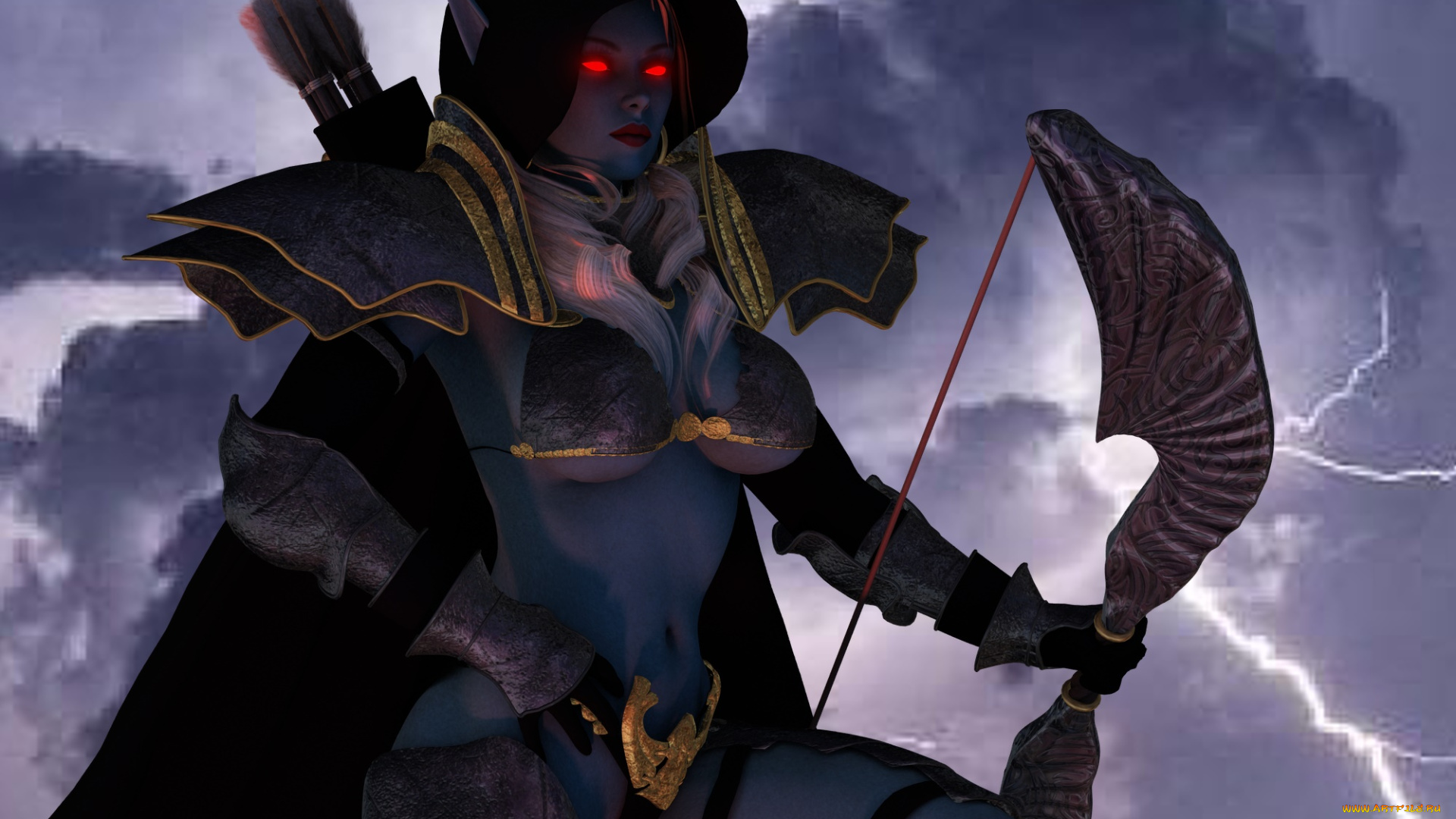 3д, графика, существа, , creatures, девушка, взгляд, фон