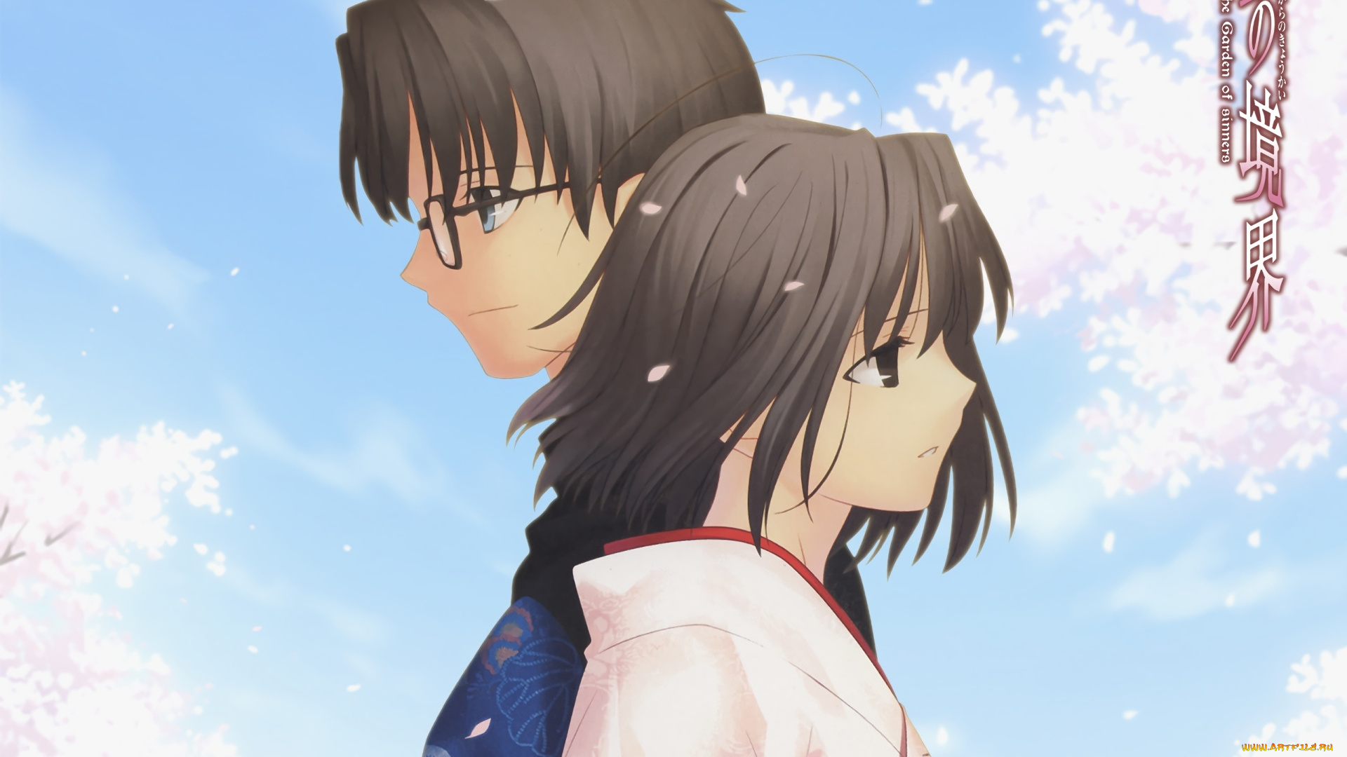 аниме, kara, no, kyokai, девушка, фон, взгляд