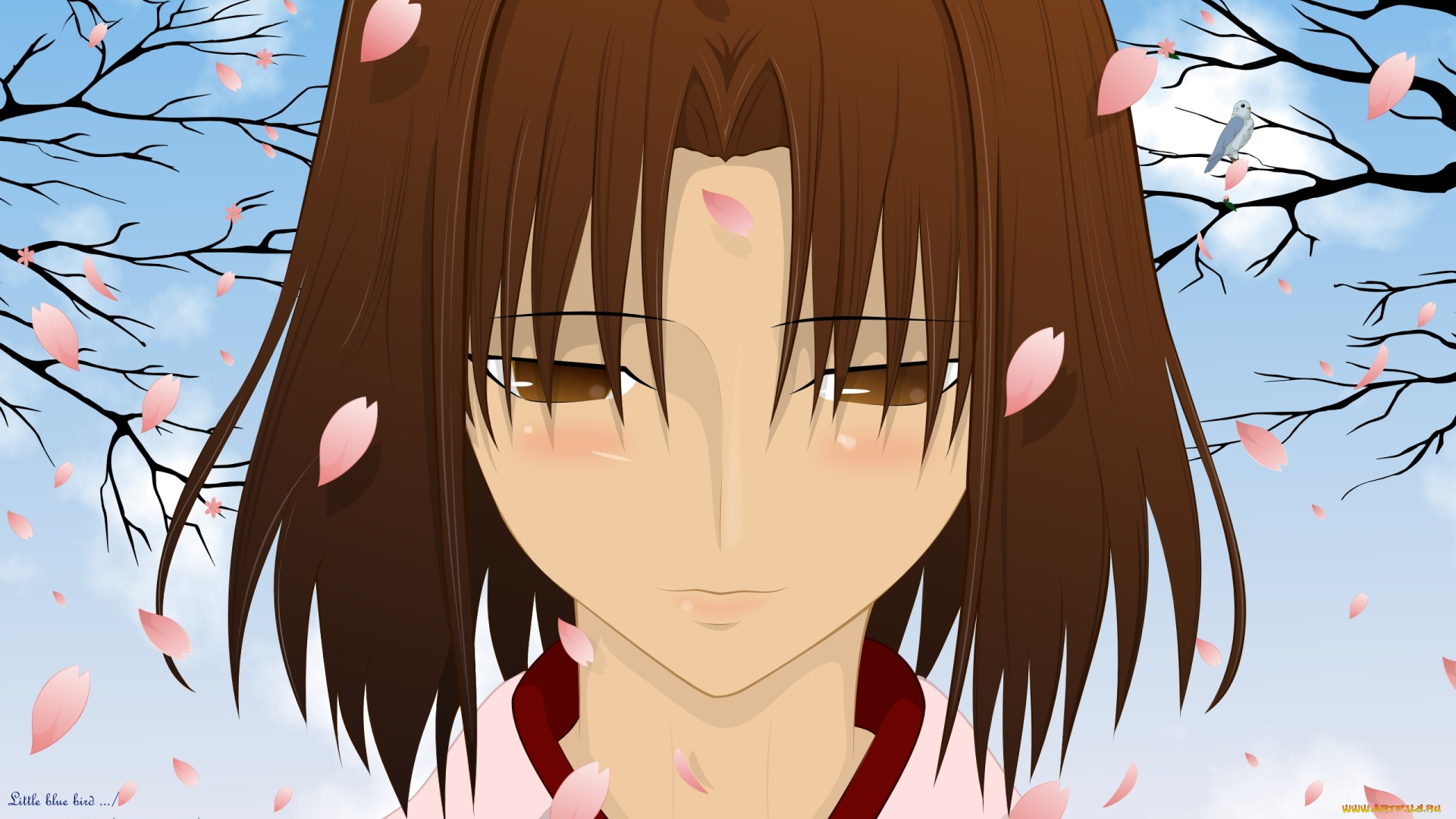 аниме, kara, no, kyokai, девушка, фон, взгляд