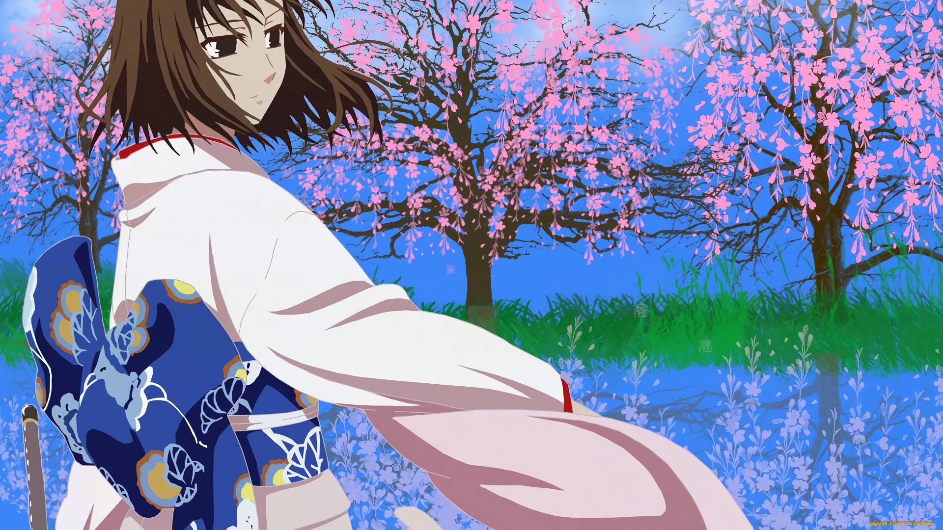 аниме, kara, no, kyokai, девушка, фон, взгляд