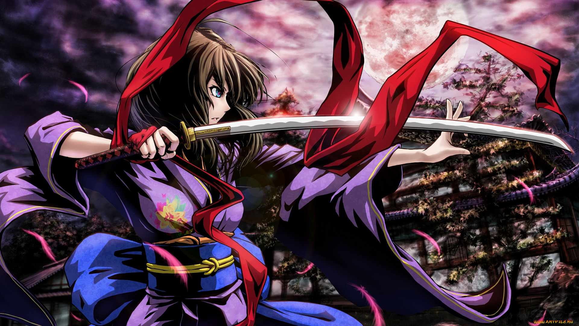 аниме, kara, no, kyokai, фон, взгляд, девушка