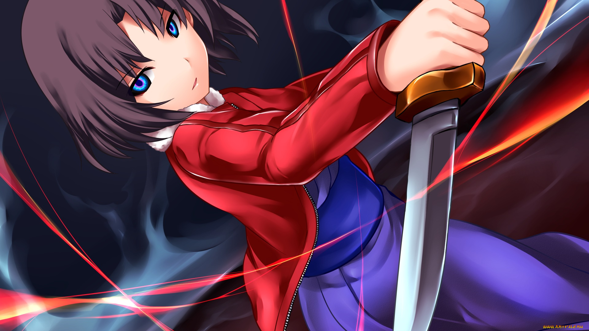 аниме, kara, no, kyokai, фон, взгляд, девушка