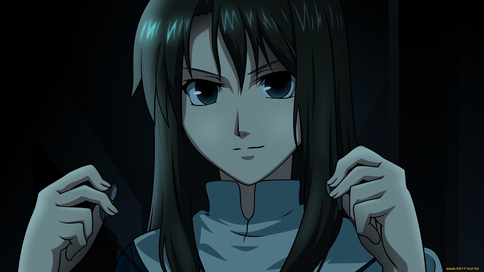 аниме, kara, no, kyokai, взгляд, фон, девушка