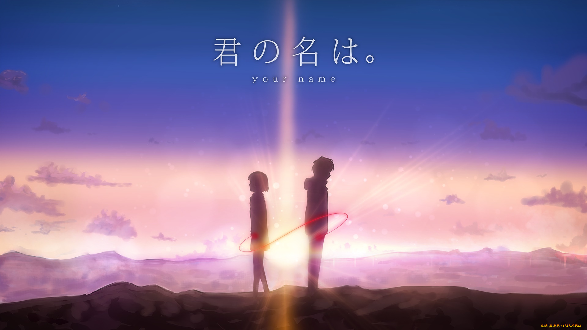 аниме, kimi, no, na, wa, фон, парень, взгляд, девушка
