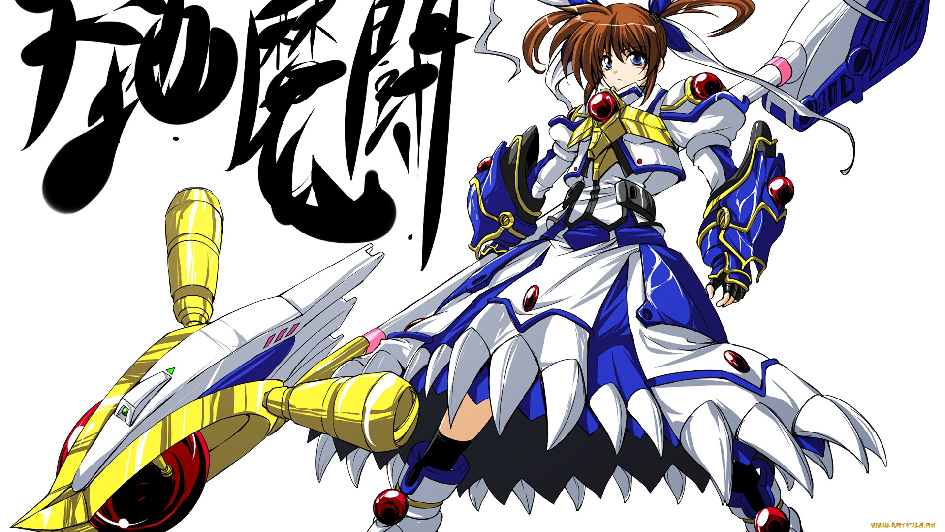 аниме, mahou, shoujo, lyrical, nanoha, фон, взгляд, девушка