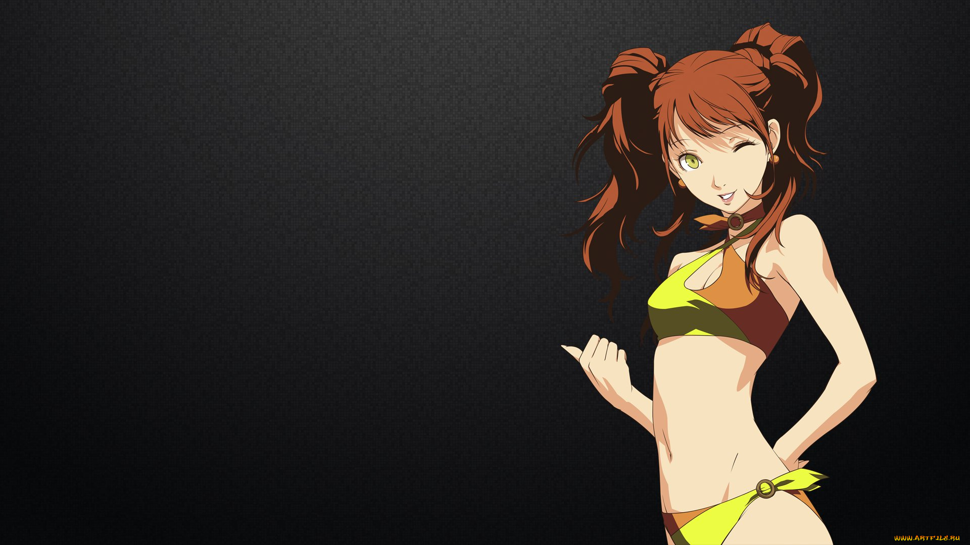 аниме, persona, фон, взгляд, девушка