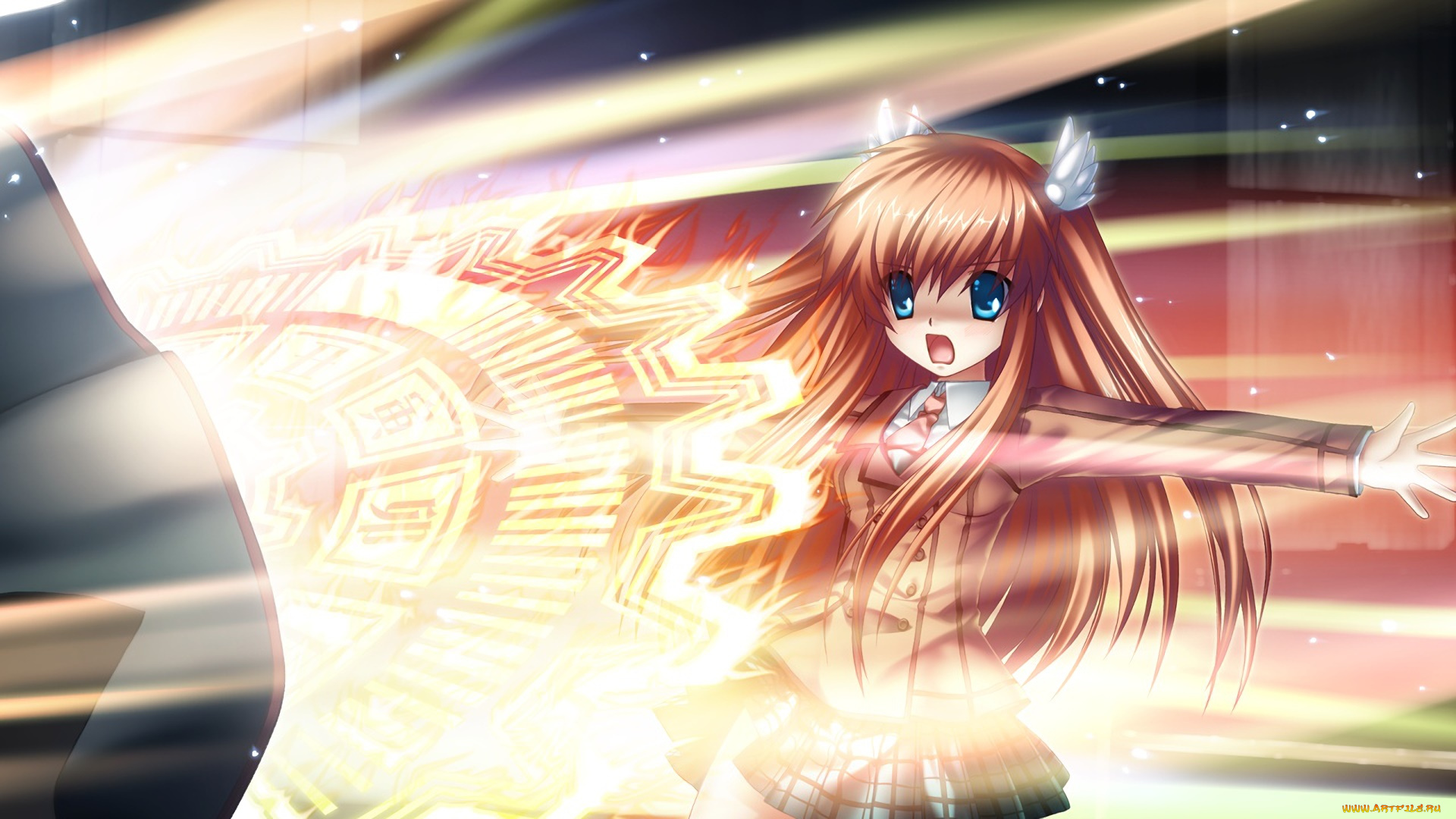 аниме, rewrite, фон, взгляд, девушка