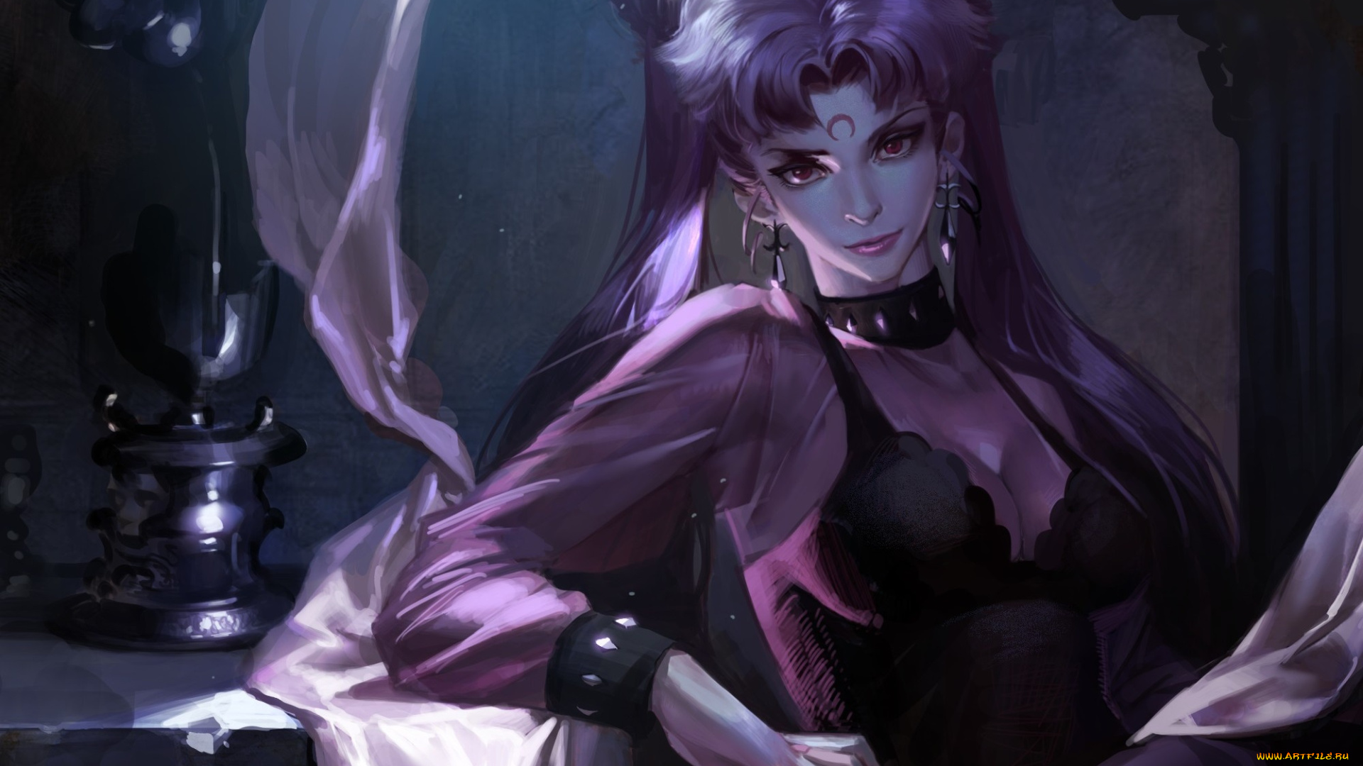 аниме, sailor, moon, ткань, pindleskin, палантин, девушка, темно, black, lady, арт, chibiusa, красавица-воин, сейлор, мун