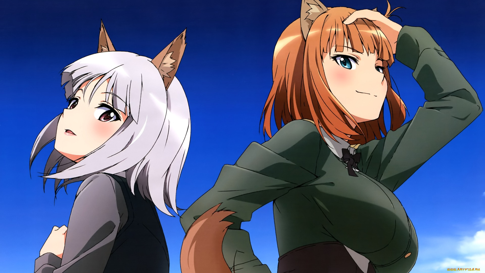 аниме, strike, witches, фон, девушки, взгляд