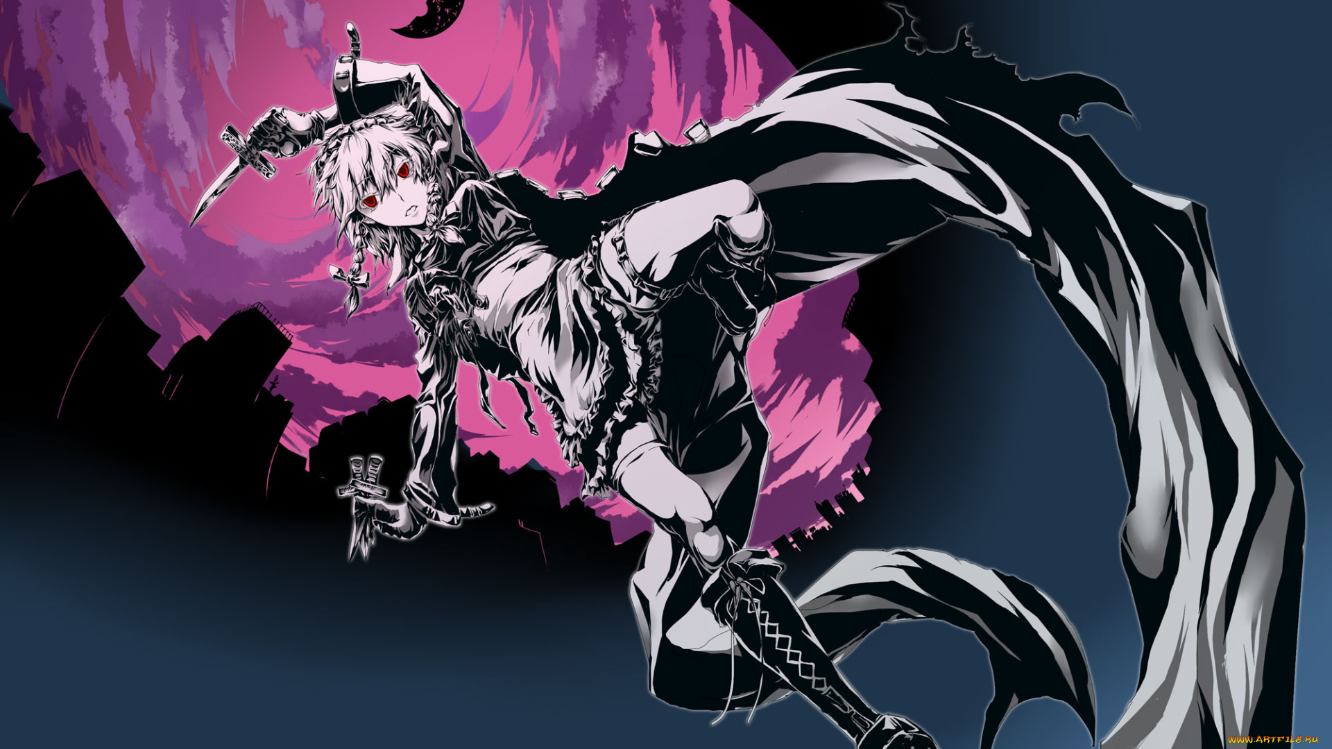 аниме, touhou, девушка, фон, взгляд