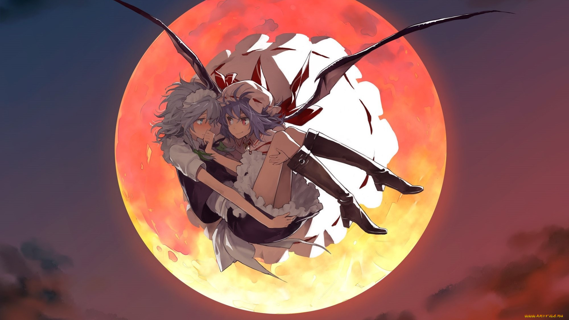 аниме, touhou, фон, взгляд, девушки