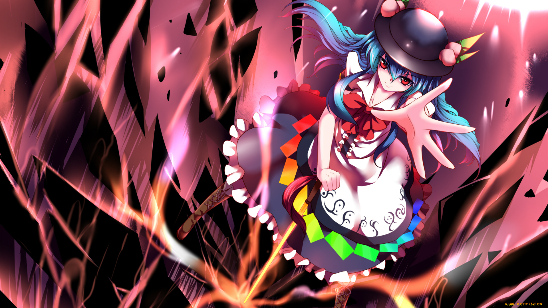 аниме, touhou, взгляд, девушка, фон