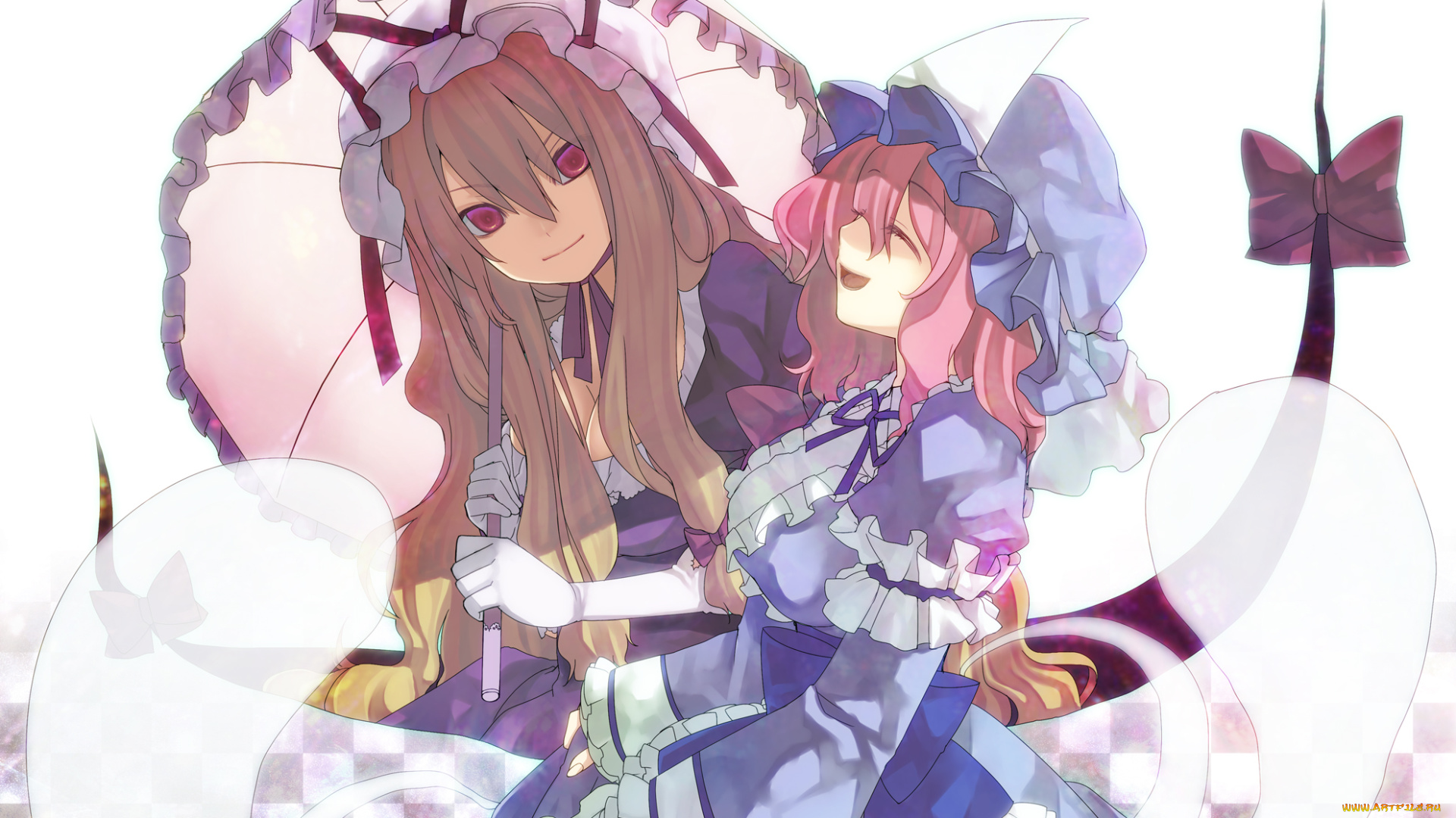 аниме, touhou, взгляд, фон, девушки