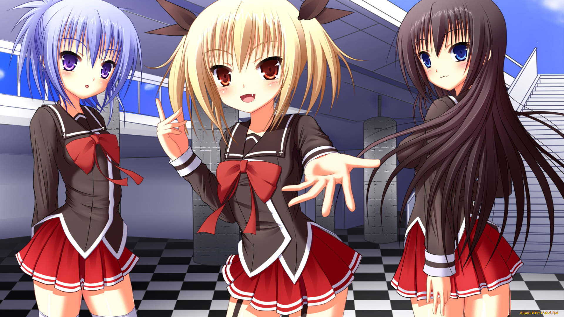 аниме, unknown, , другое, девушки, фон, взгляд