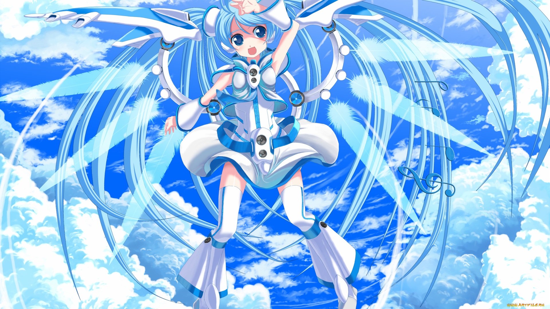 аниме, vocaloid, девушка, взгляд, фон