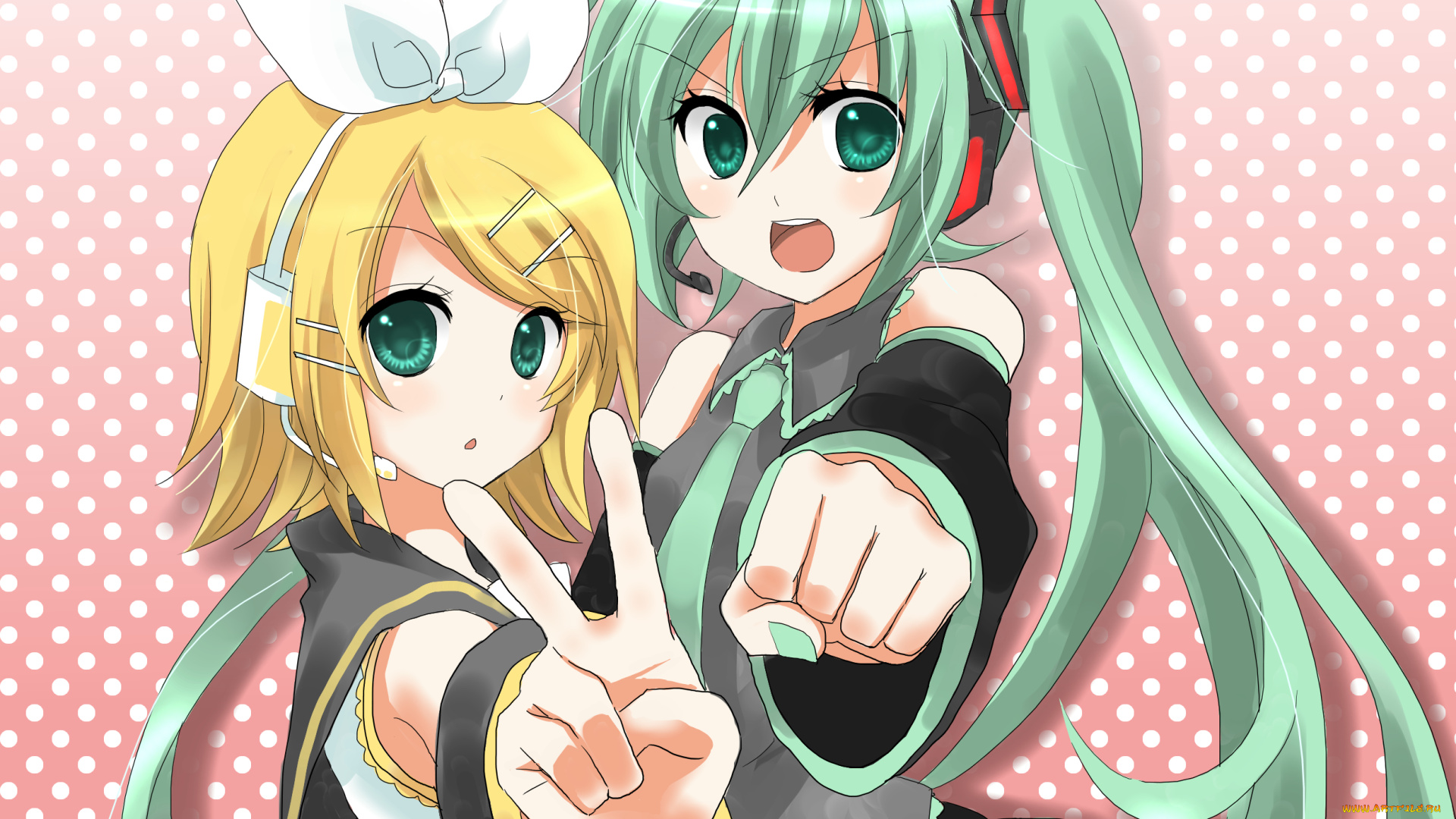 аниме, vocaloid, взгляд, девушки, фон