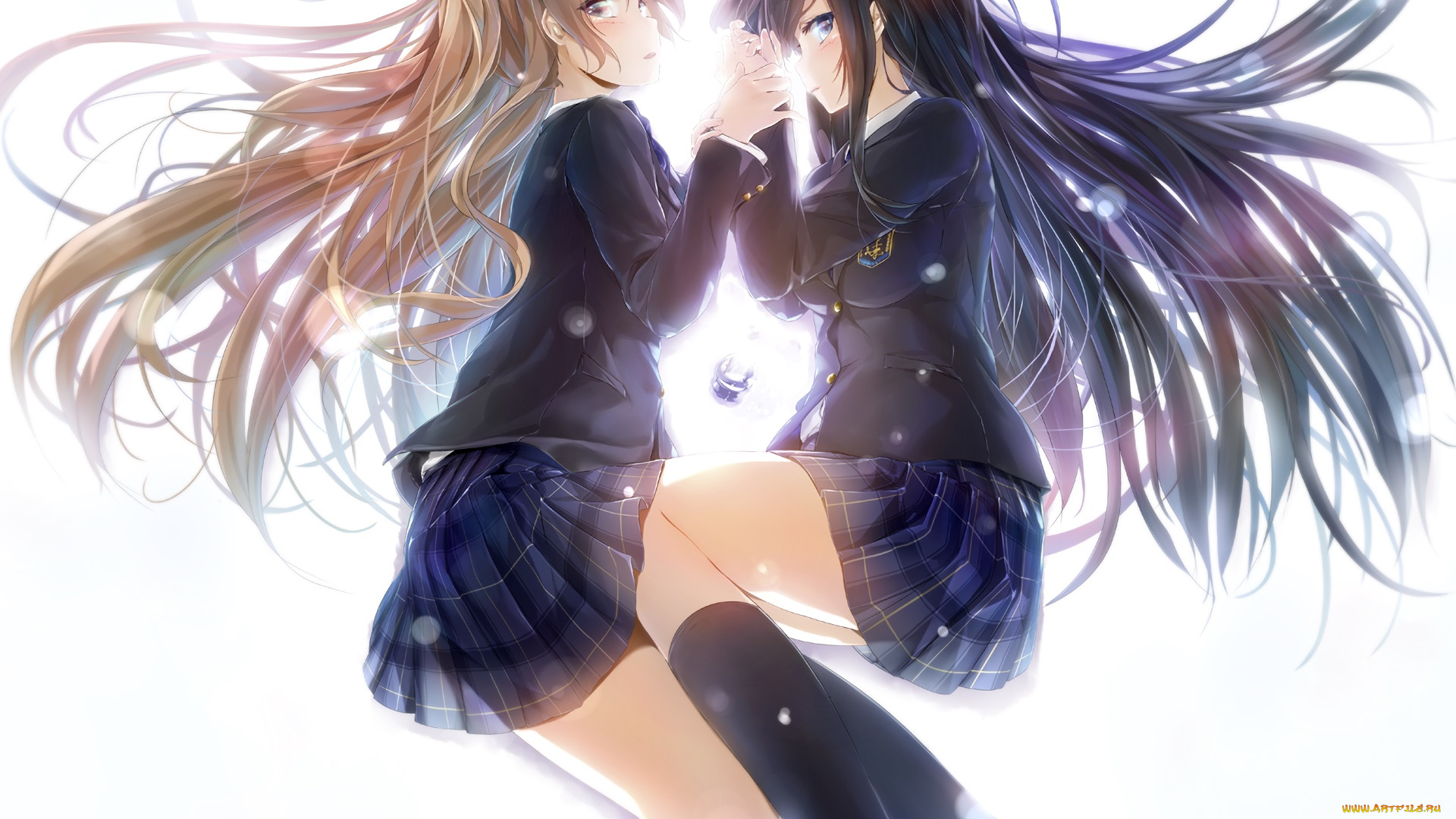 аниме, white, album, фон, взгляд, девушки