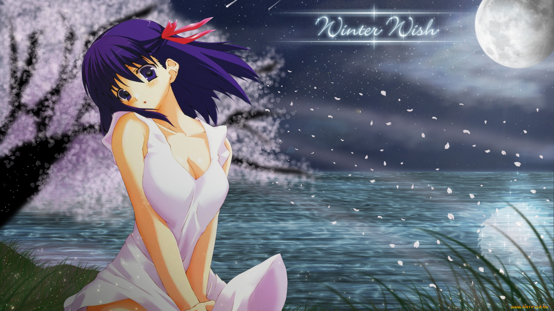 fate, stay, night, аниме, девушка, взгляд, фон