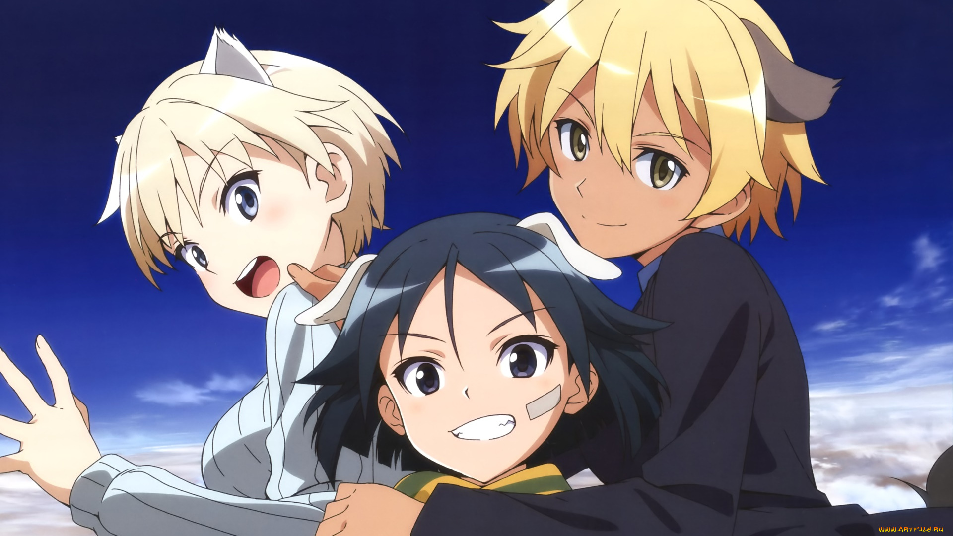 strike, witches, аниме, фон, взгляд, девушки