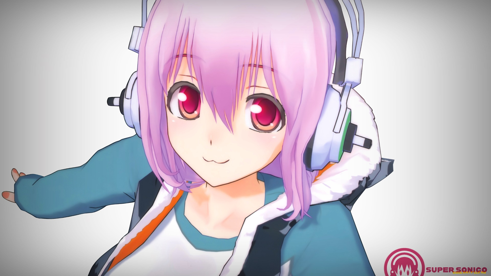 super, sonico, аниме, девушка, фон, взгляд