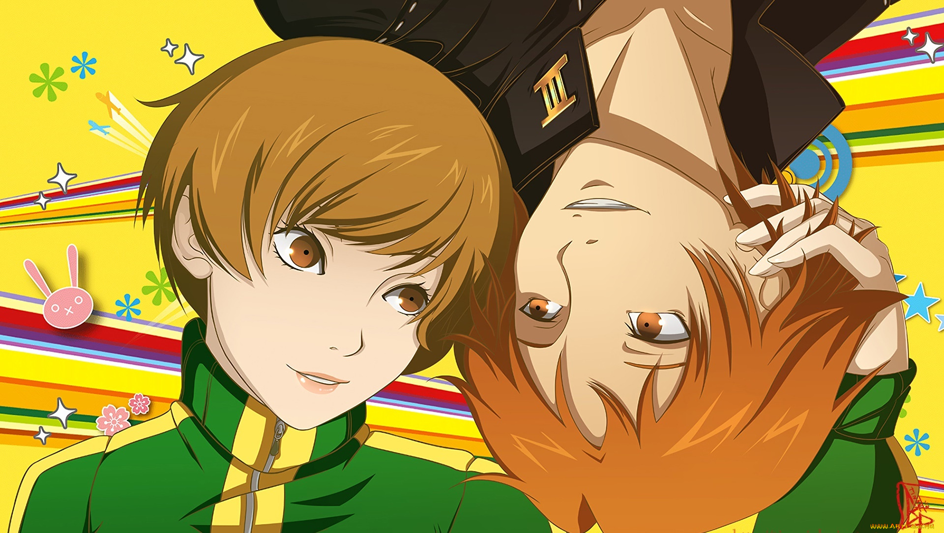 аниме, persona, фон, взгляд, девушка