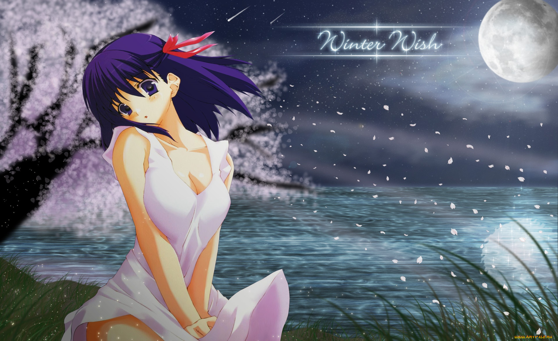 fate, stay, night, аниме, девушка, взгляд, фон