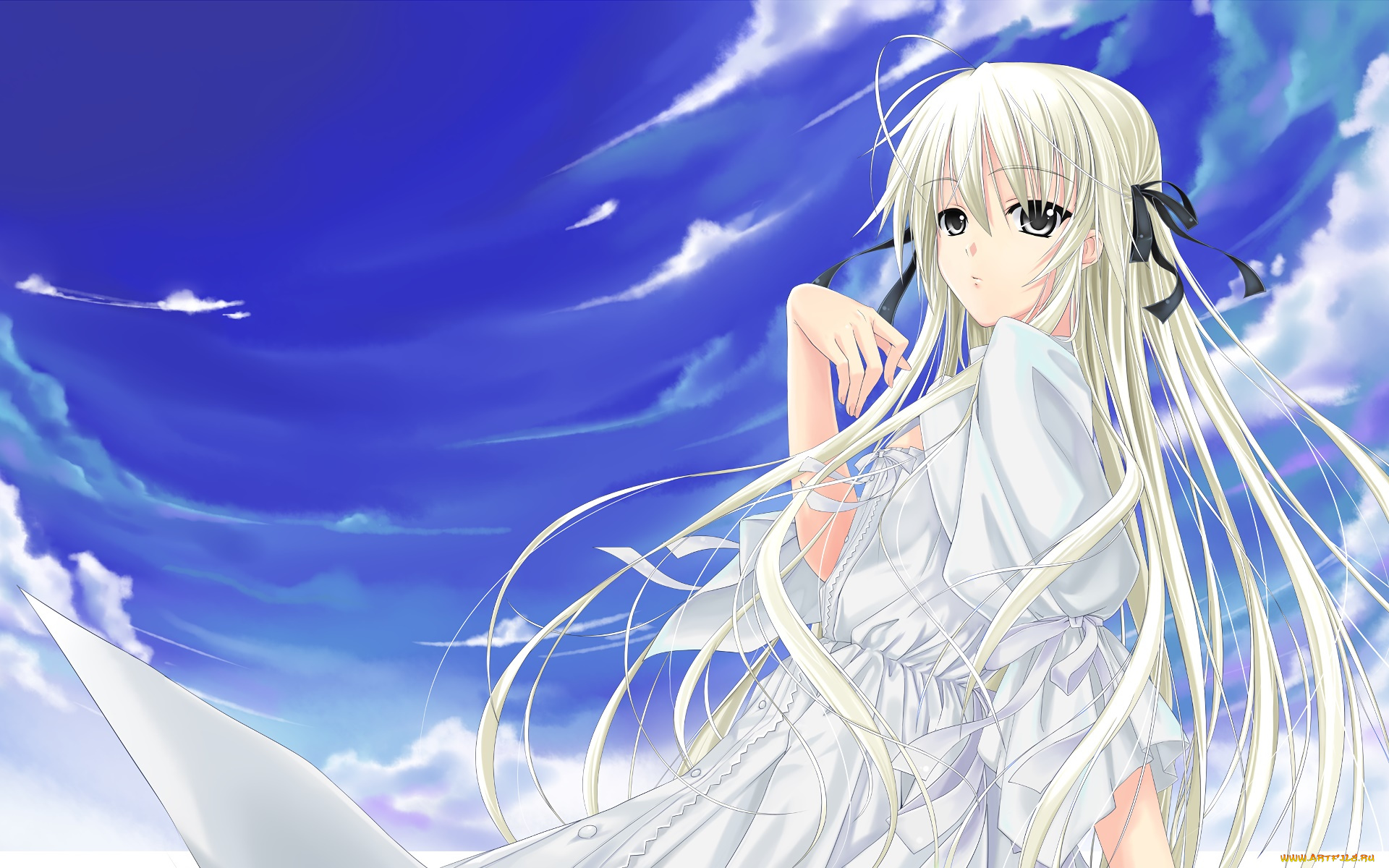 аниме, yosuga, no, sora, взгляд, девушка, фон