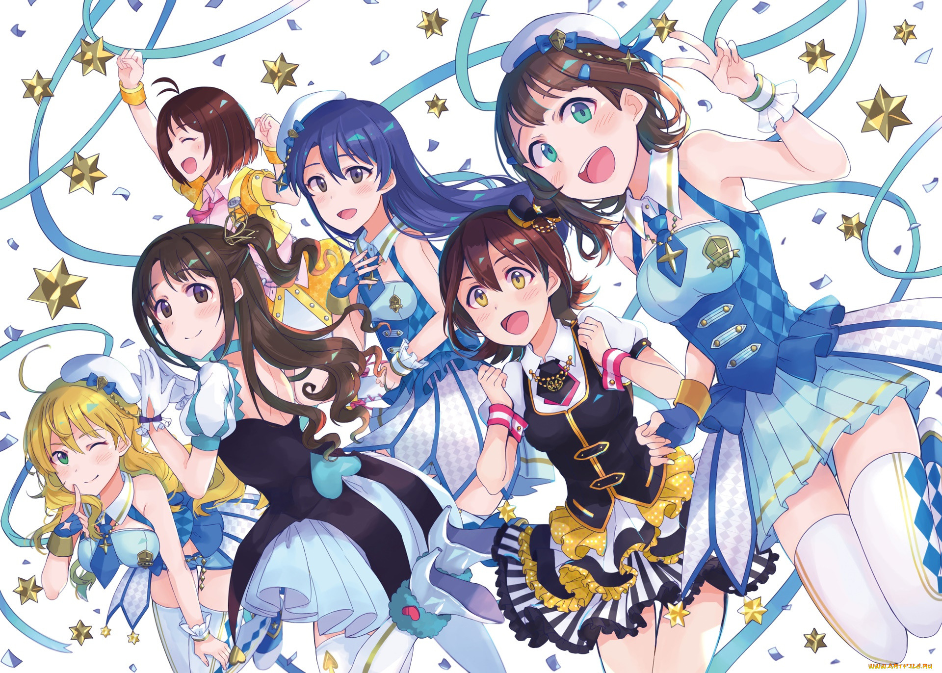 аниме, idolm@ster, девушки, фон, взгляд