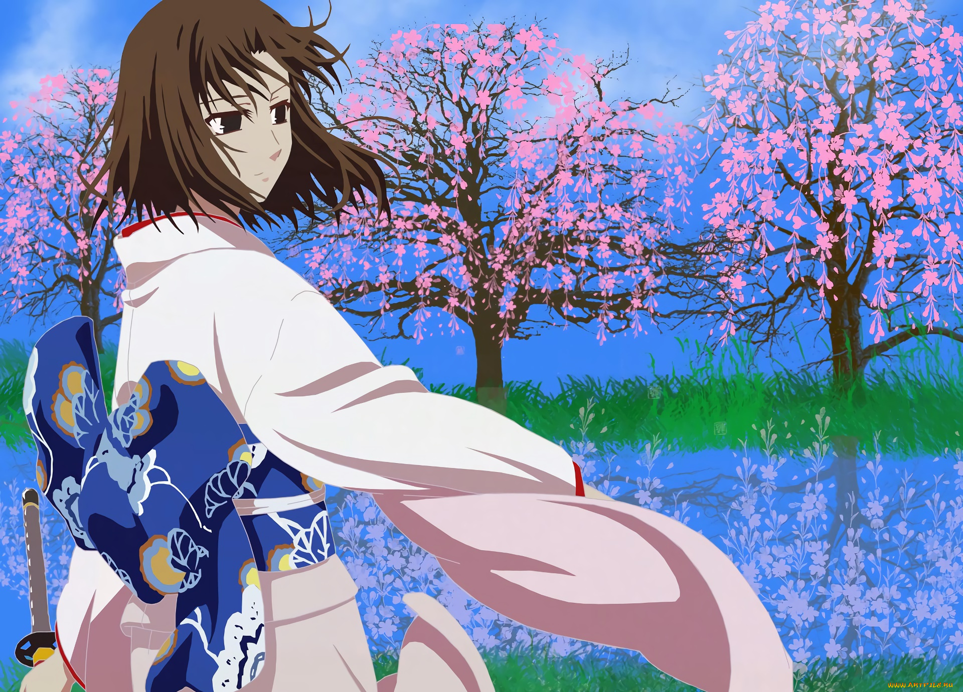 аниме, kara, no, kyokai, девушка, фон, взгляд