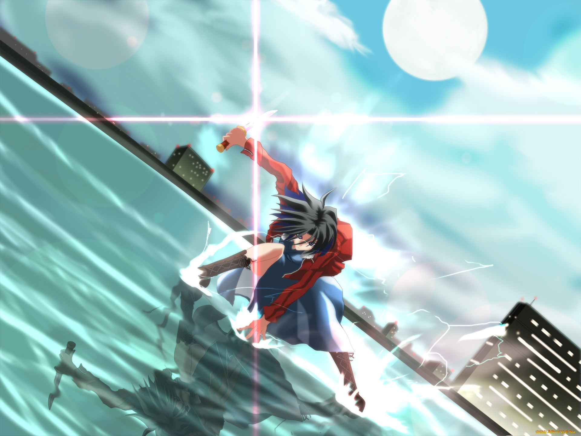 аниме, kara, no, kyokai, фон, взгляд, девушка