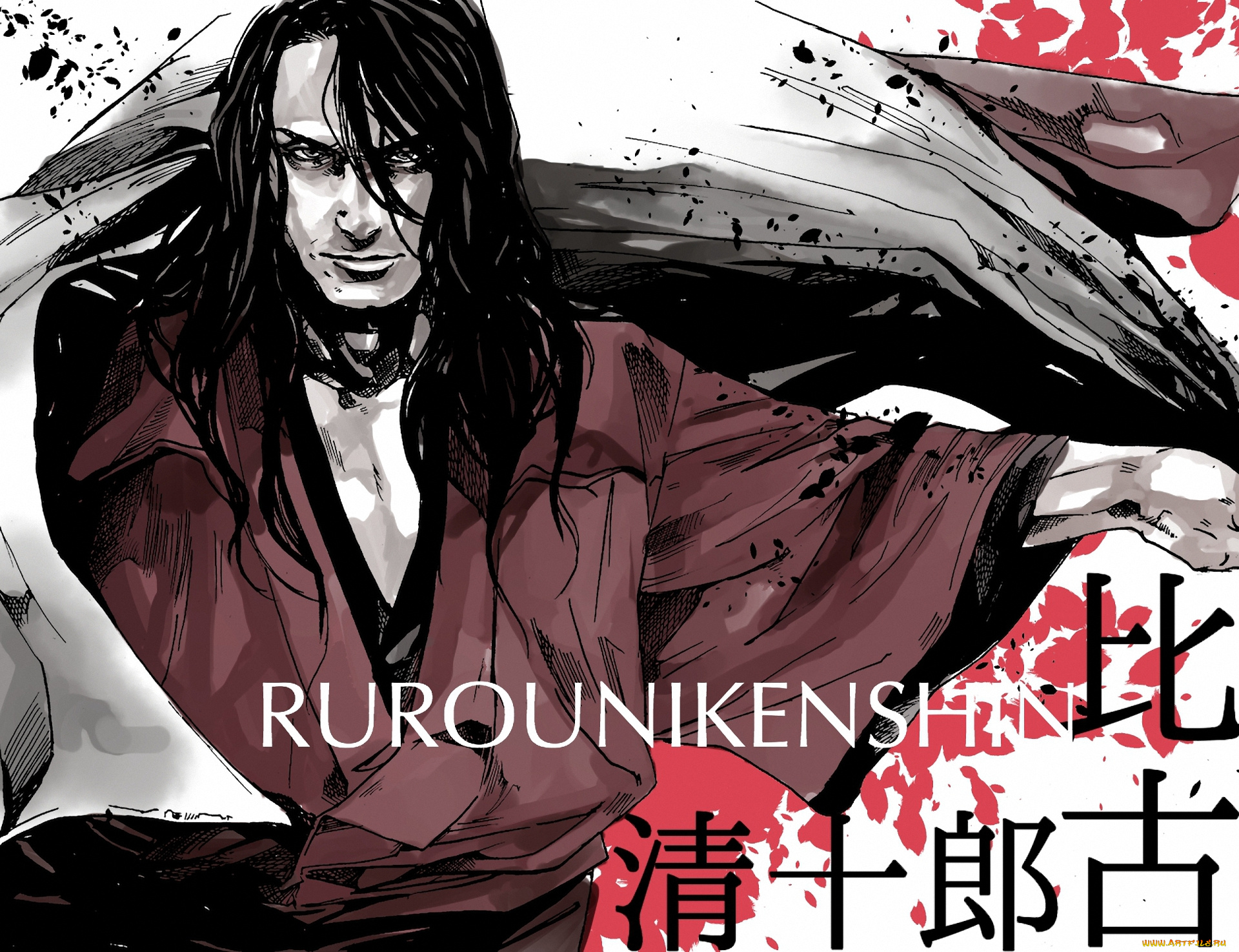 аниме, rurouni, kenshin, мастер, самурай, seijuro, мужчина, hiko