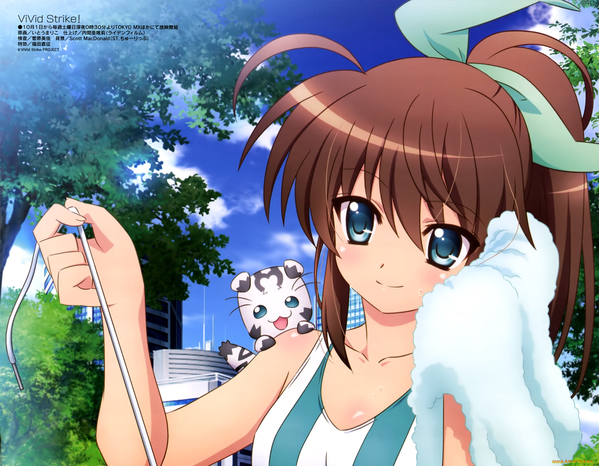 vivid, strike, аниме, фон, взгляд, девушки