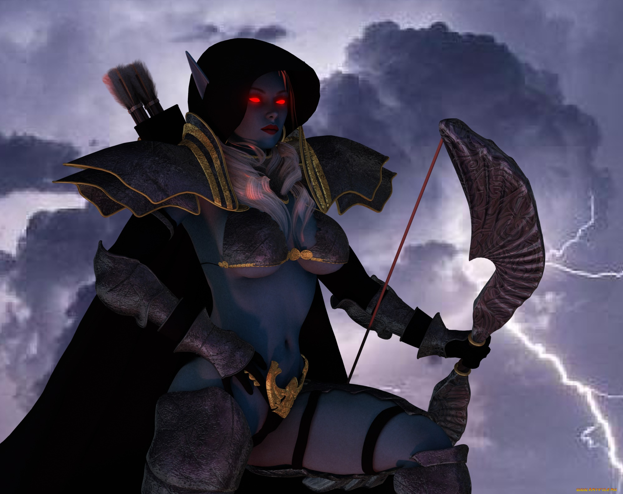 3д, графика, существа, , creatures, девушка, взгляд, фон