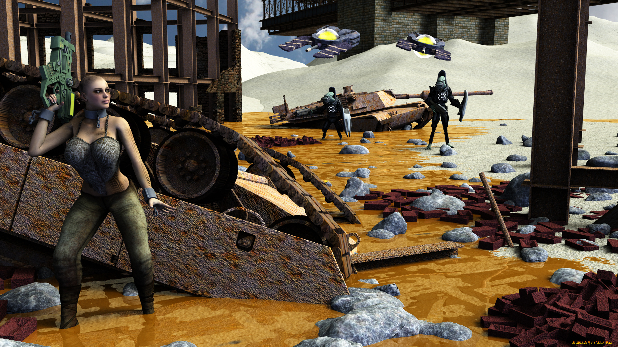 3д, графика, фантазия, , fantasy, фон, взгляд, девушка