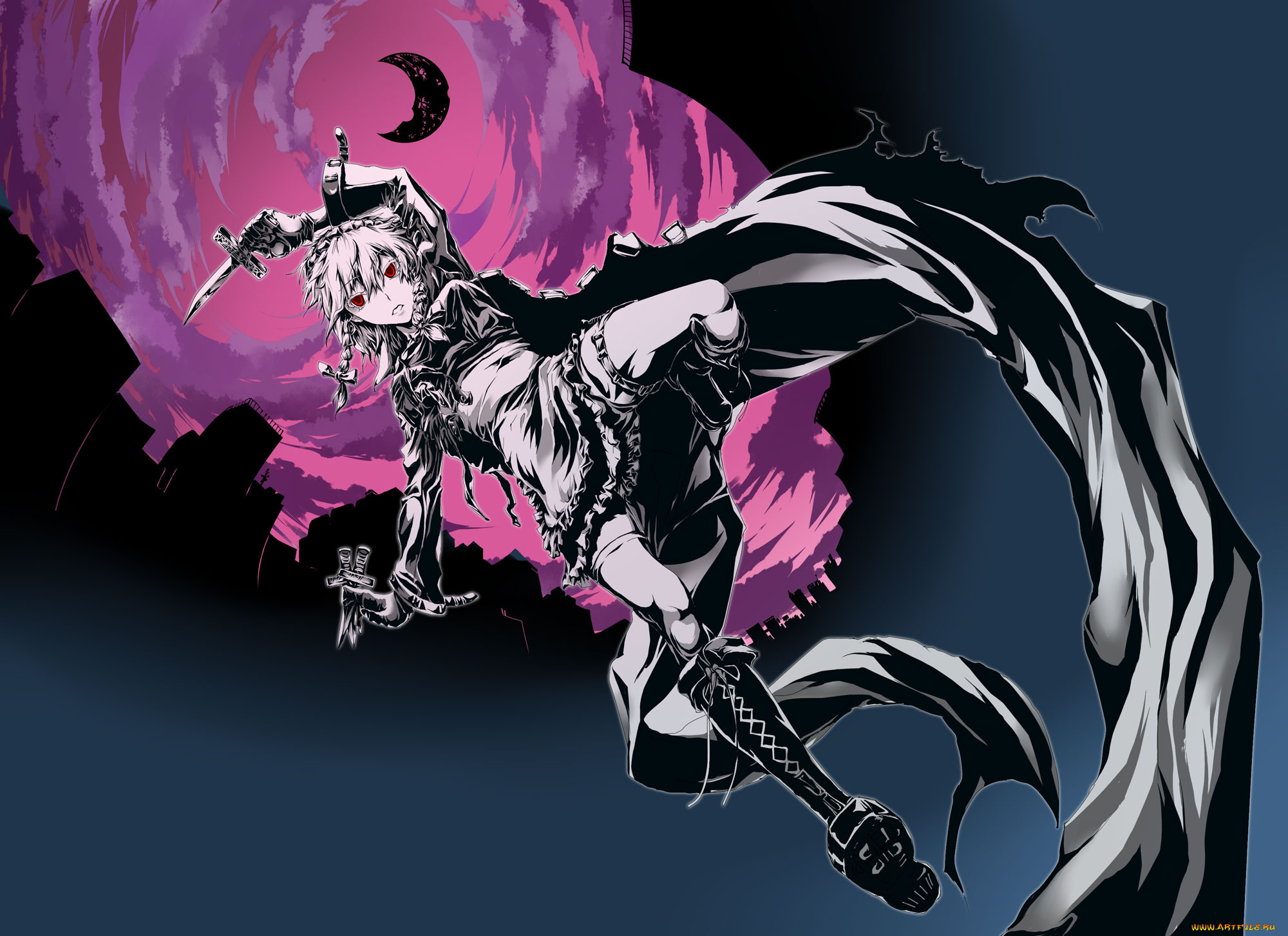 аниме, touhou, девушка, фон, взгляд