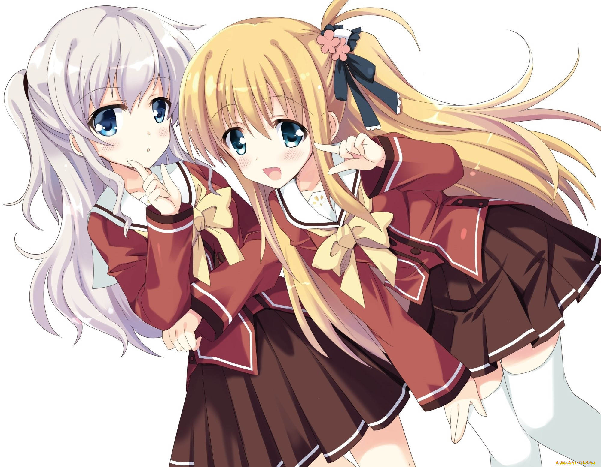 аниме, charlotte, фон, взгляд, девушки