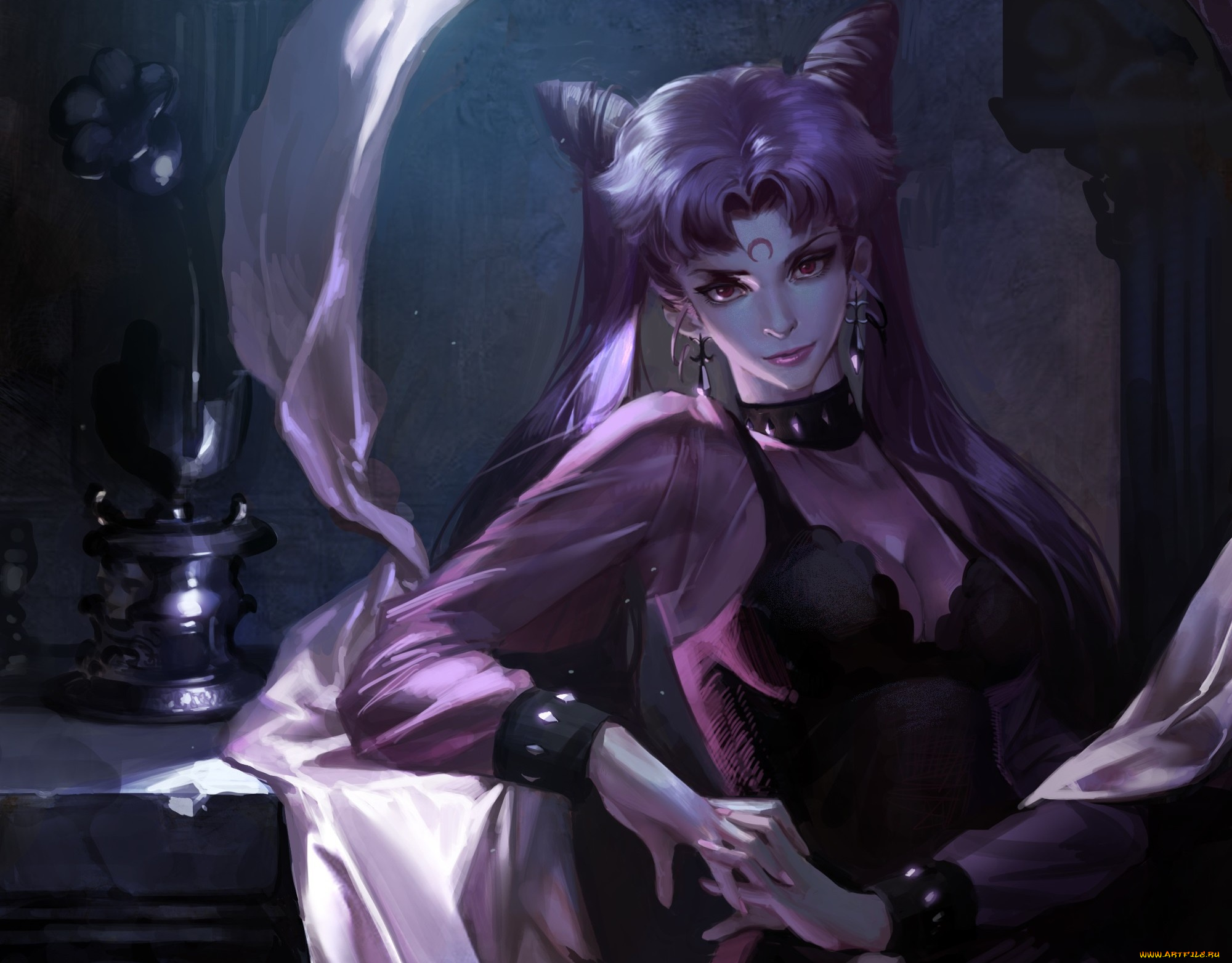 аниме, sailor, moon, ткань, pindleskin, палантин, девушка, темно, black, lady, арт, chibiusa, красавица-воин, сейлор, мун