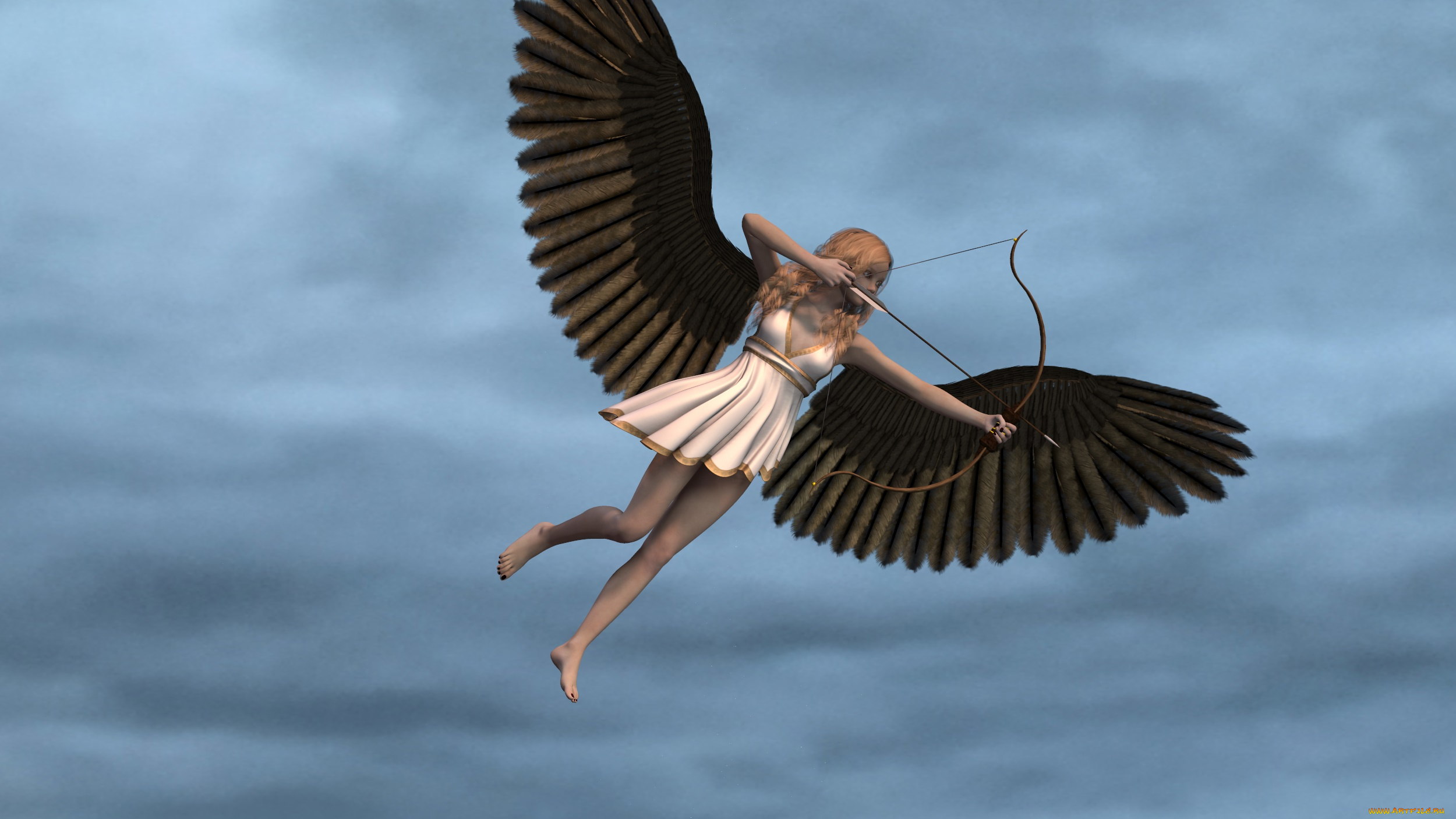 3д, графика, ангел, , angel, фон, ангел, взгляд, девушка