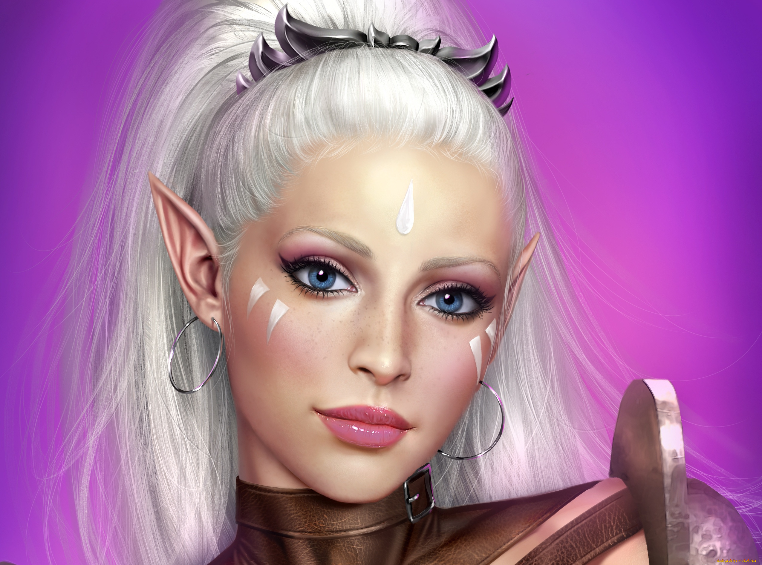 3д, графика, портрет, , portraits, волосы, глаза, девушка, эльф, adalia, взгляд, арт, лицо