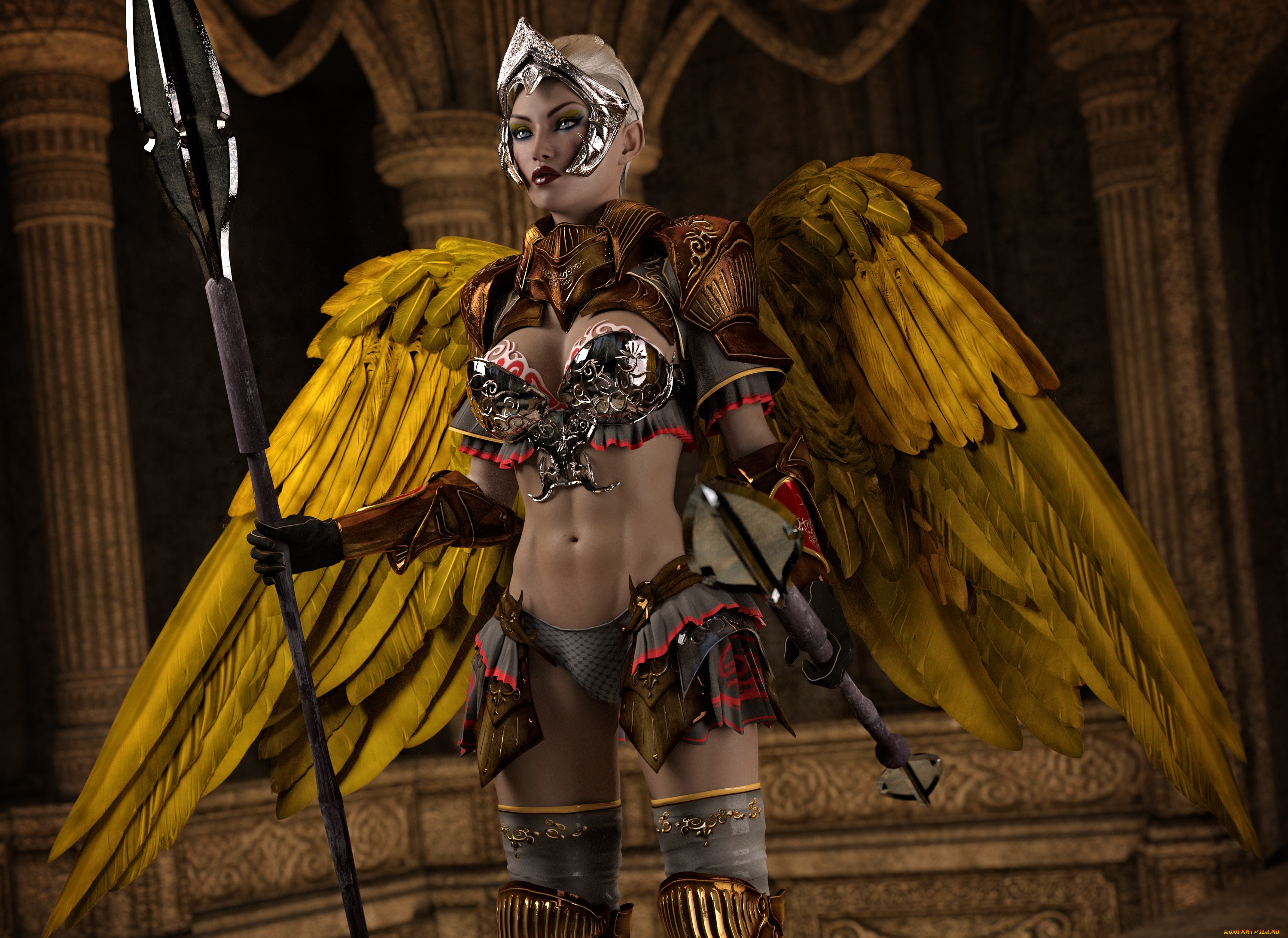 3д, графика, ангел, , angel, девушка, взгляд, фон