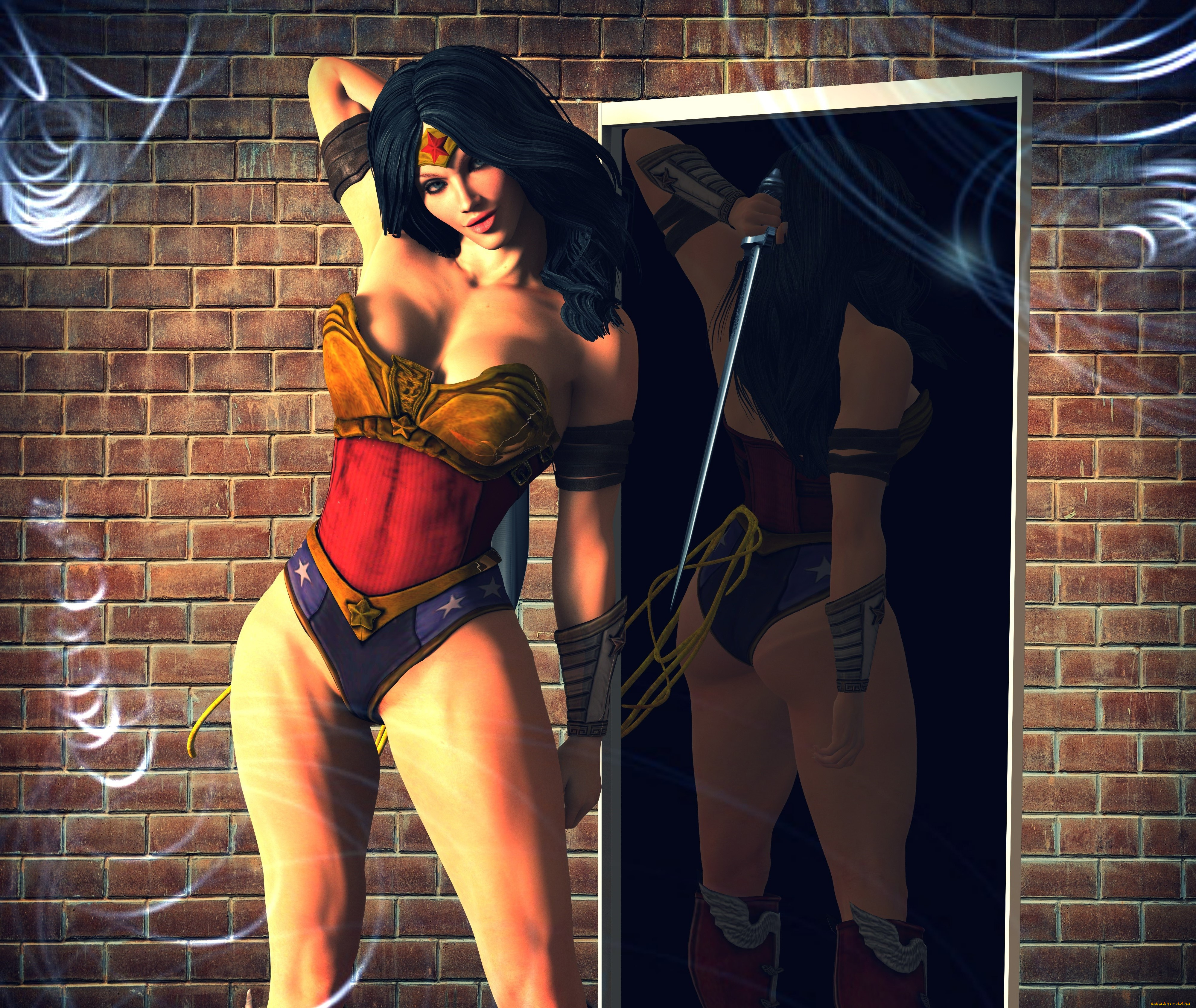 3д, графика, люди, , people, девушка, взгляд, фон