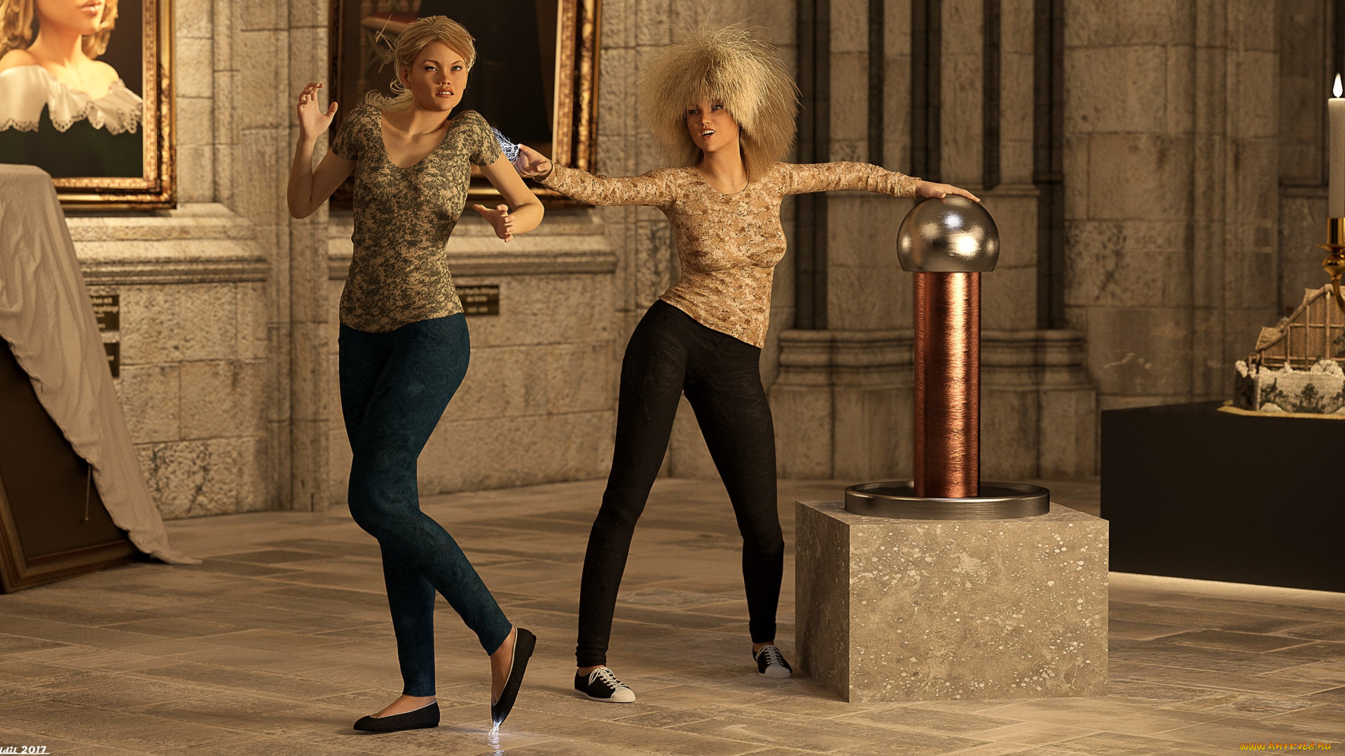 3д, графика, фантазия, , fantasy, фон, взгляд, девушки