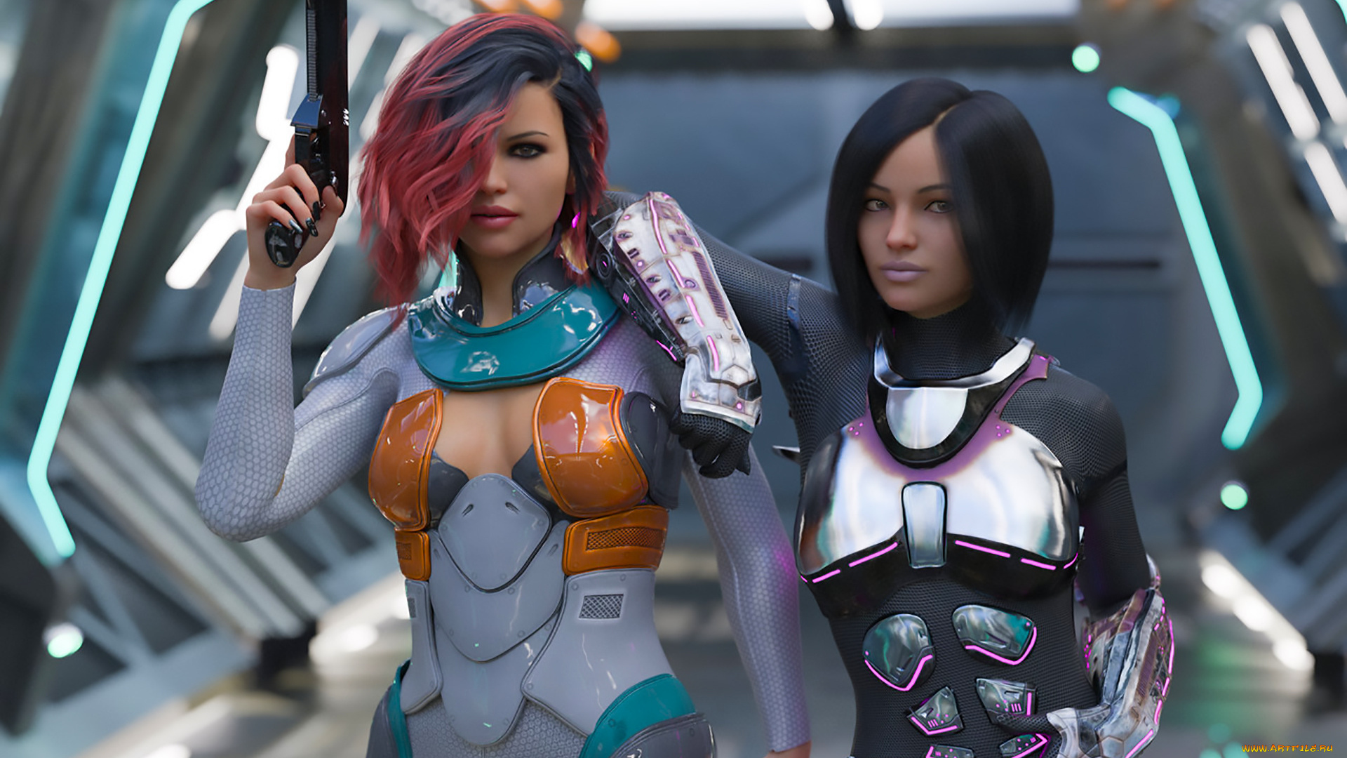 3д, графика, фантазия, , fantasy, фон, взгляд, девушки