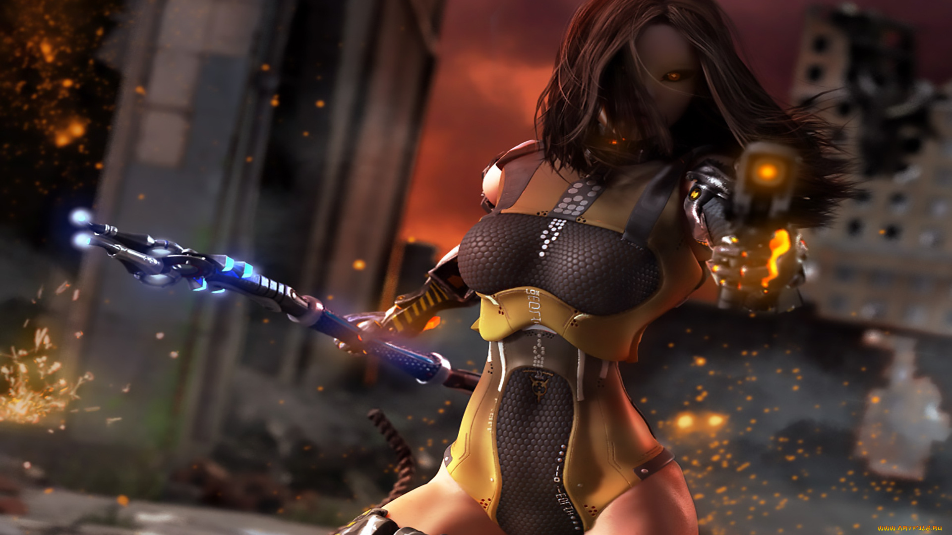 3д, графика, существа, , creatures, фон, взгляд, девушка