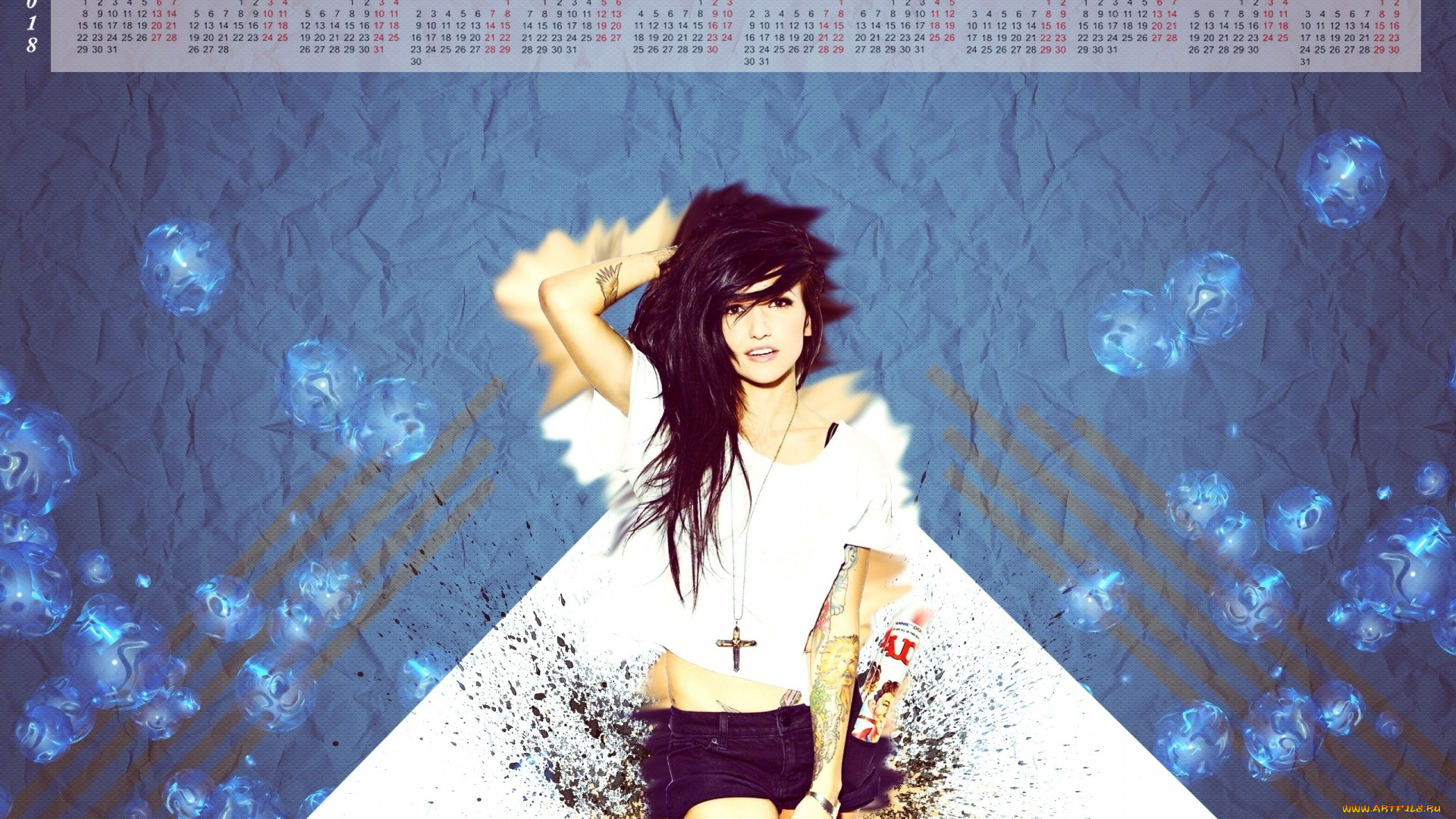 календари, девушки, взгляд, крест