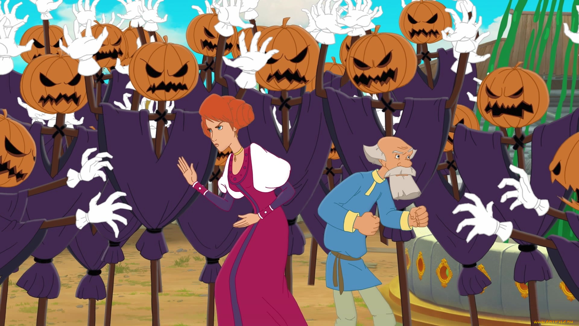 мультфильмы, иван, царевич, и, серый, волк, 3, девушка, дедушка, тыква, оборона